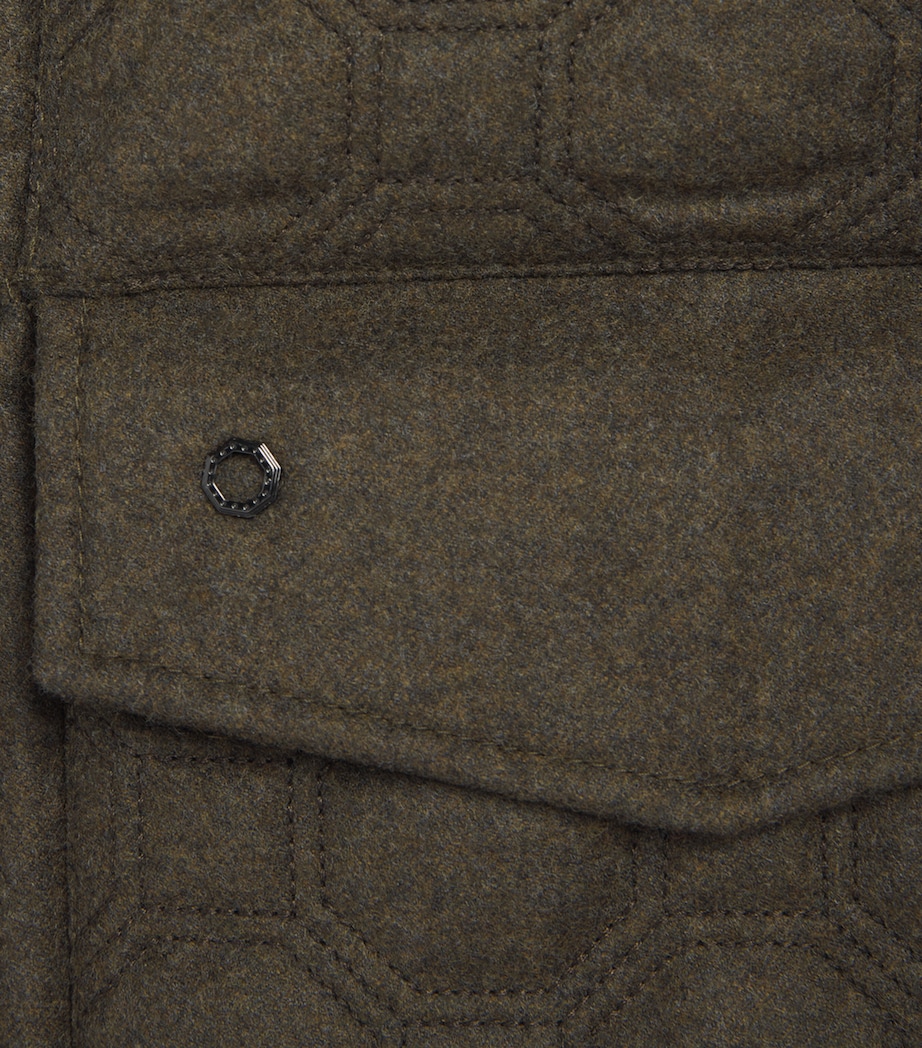 Stefano Ricci Kids Wool Puffer Coat (12-16 Years) Dark Greenc. Image 3
