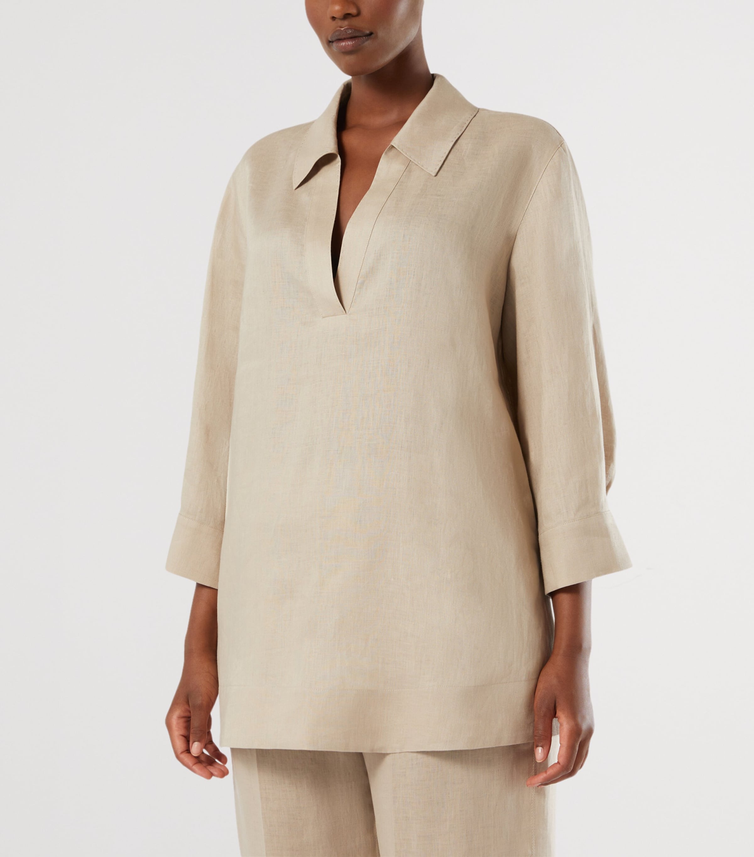 Marina Rinaldi Womens Linen Tunic Beige Image 3
