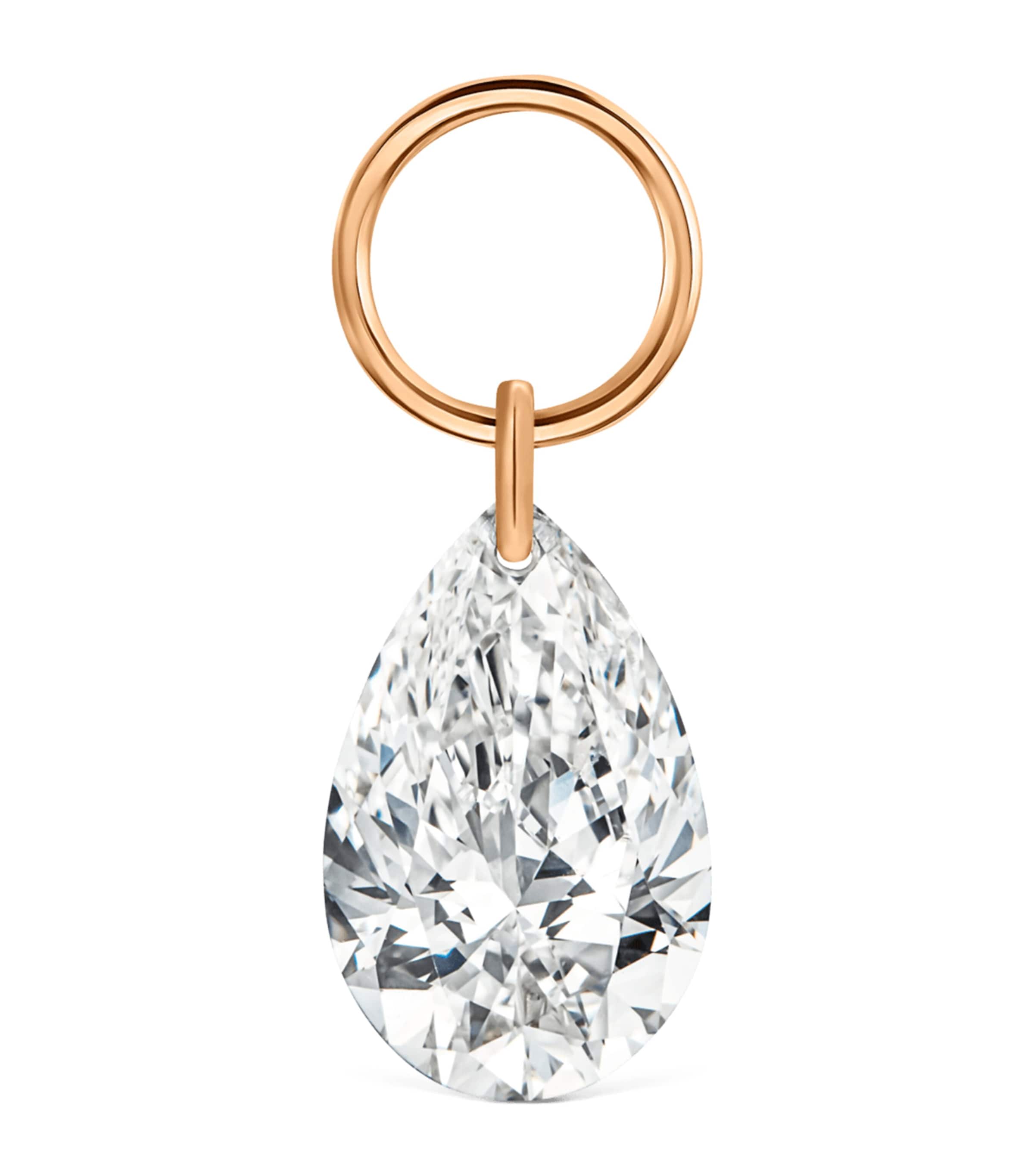 Maria Tash Pear Floating Diamond Charm In Rose Gold