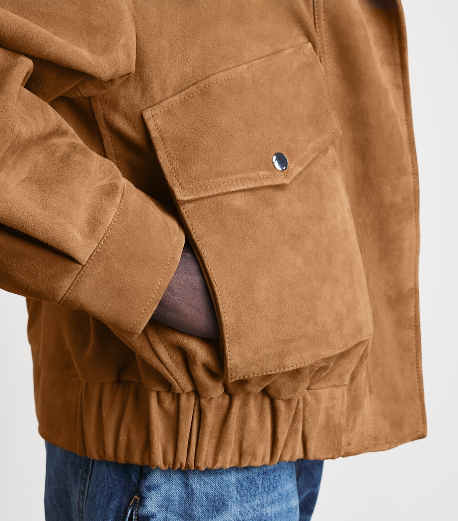 CHAROUX Womens Suede Tunnel Aviator Jacket Tan Image 3
