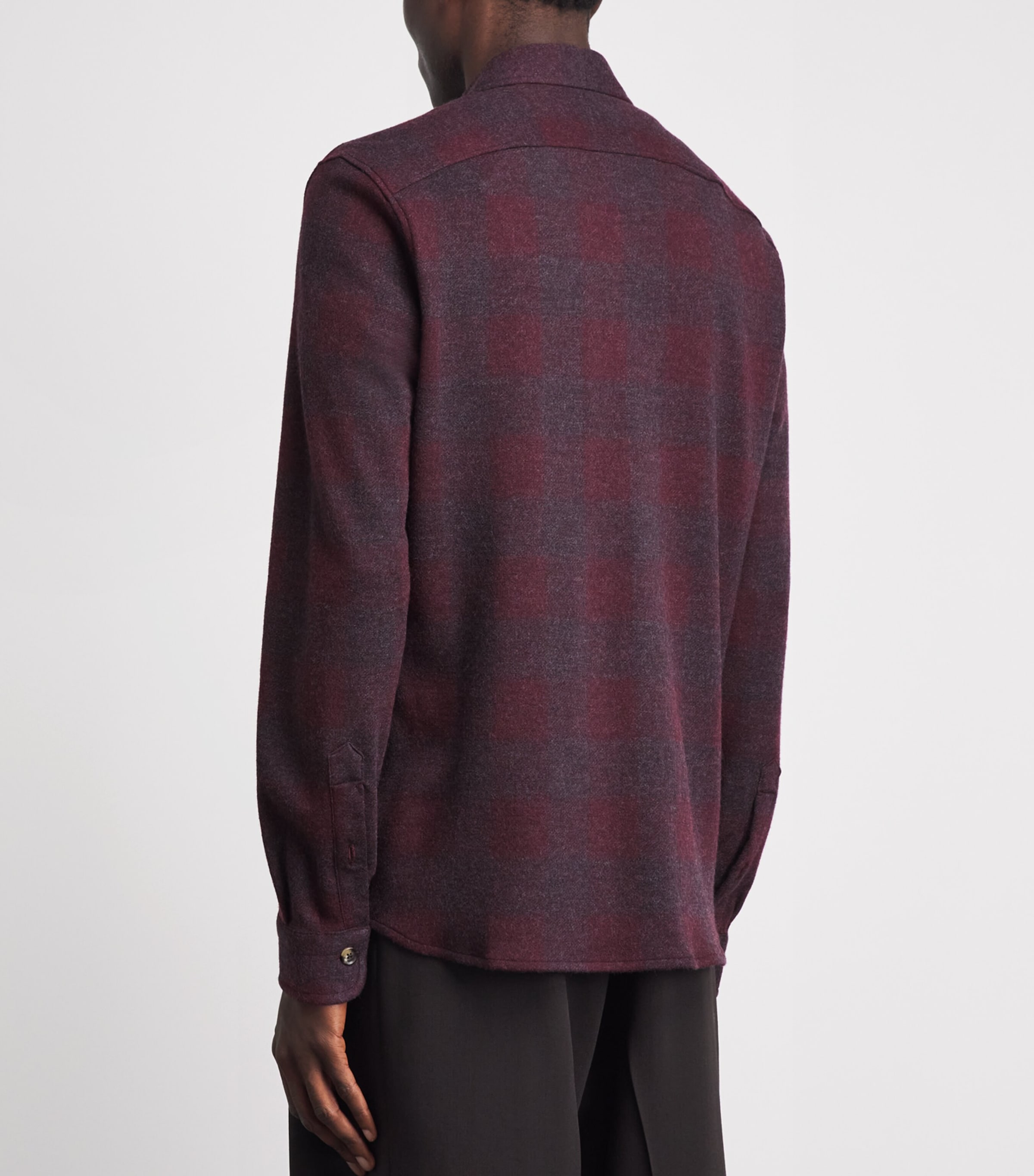 Isaia Mens Wool Check Overshirt Image 5