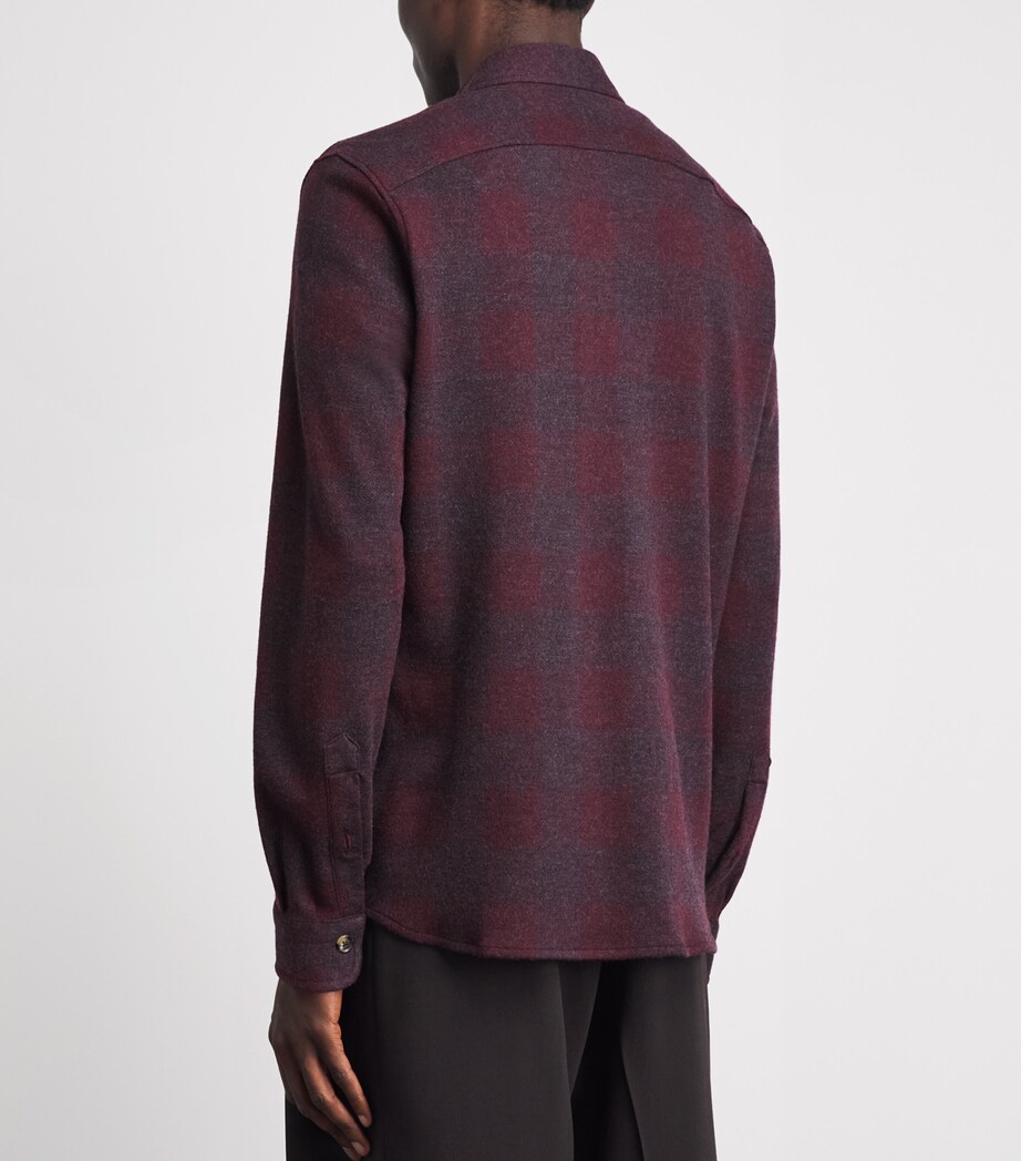 Isaia Mens Wool Check Overshirt Image 5
