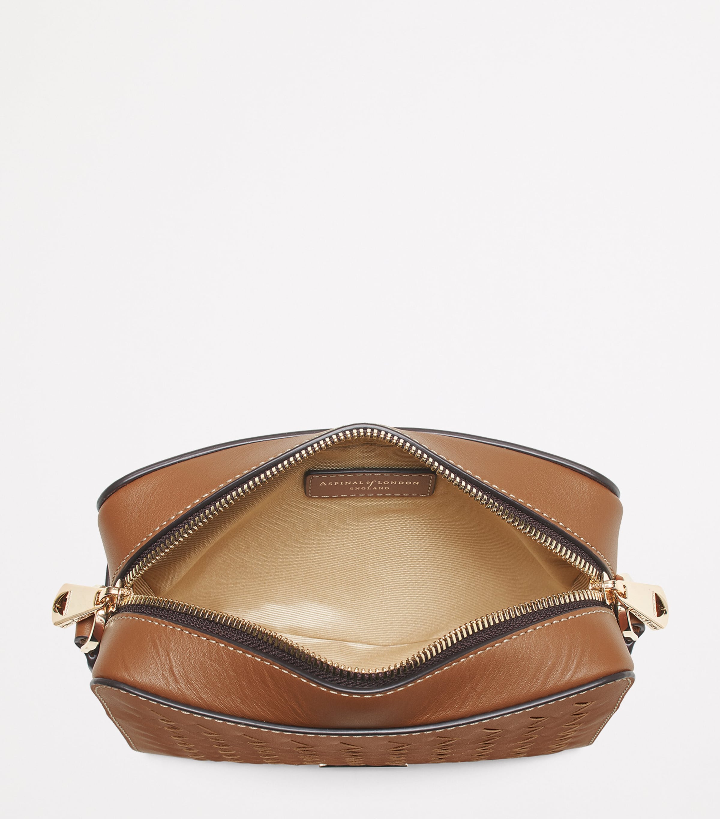 Leather Slot Weave Camera Bag TAN Image 4