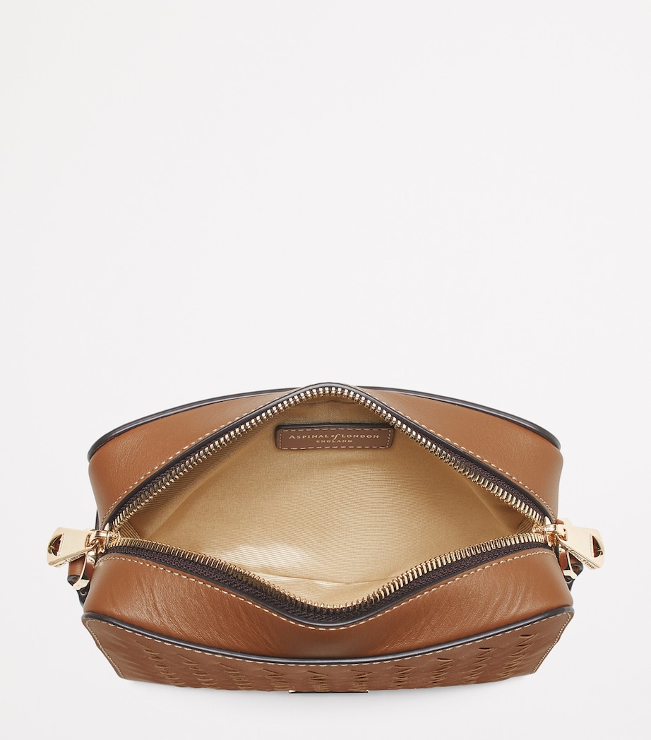 Leather Slot Weave Camera Bag TAN Image 4