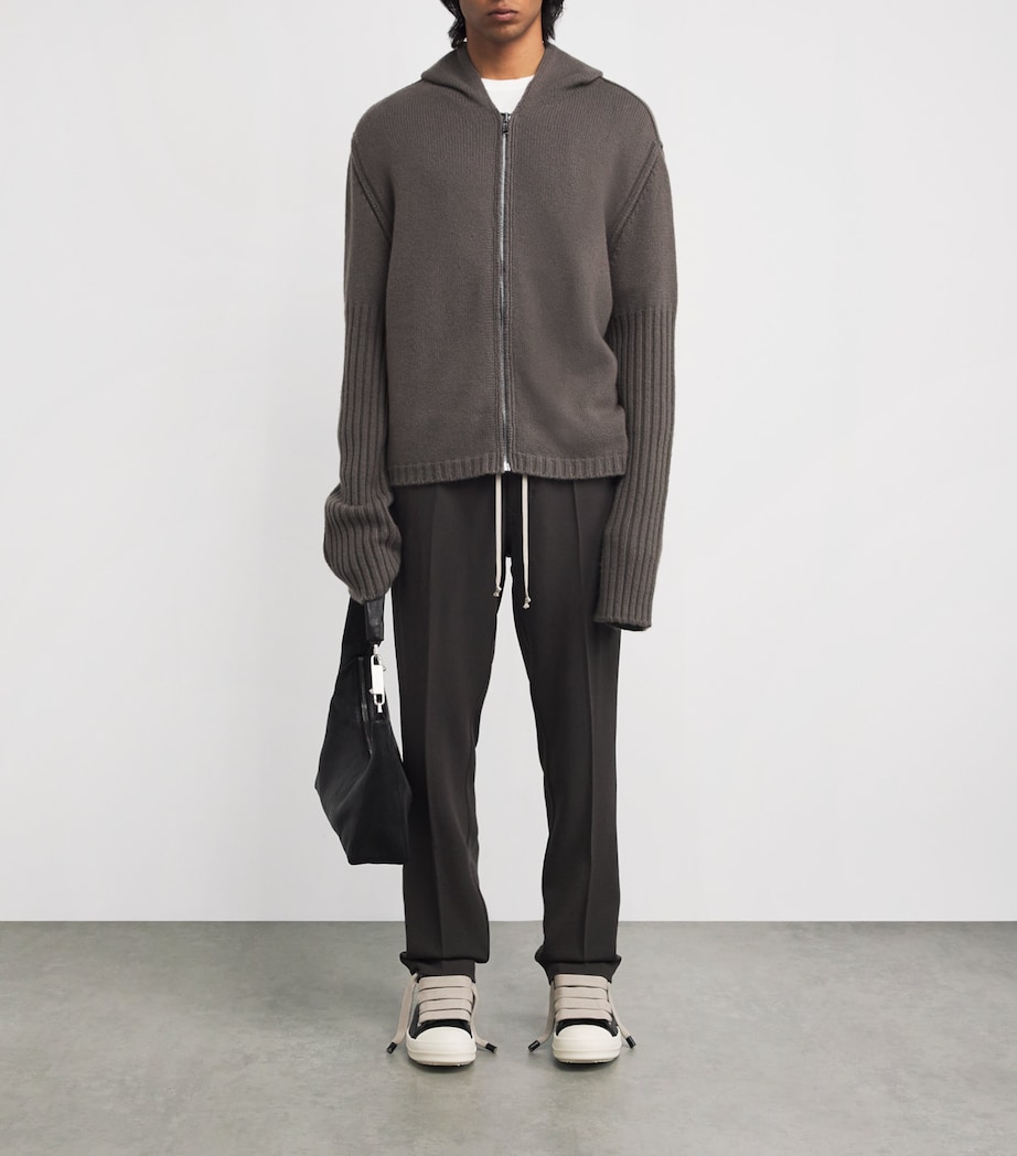 Rick Owens Leather Jumbo-Lace Sneakers Black/milk/milk Image 6