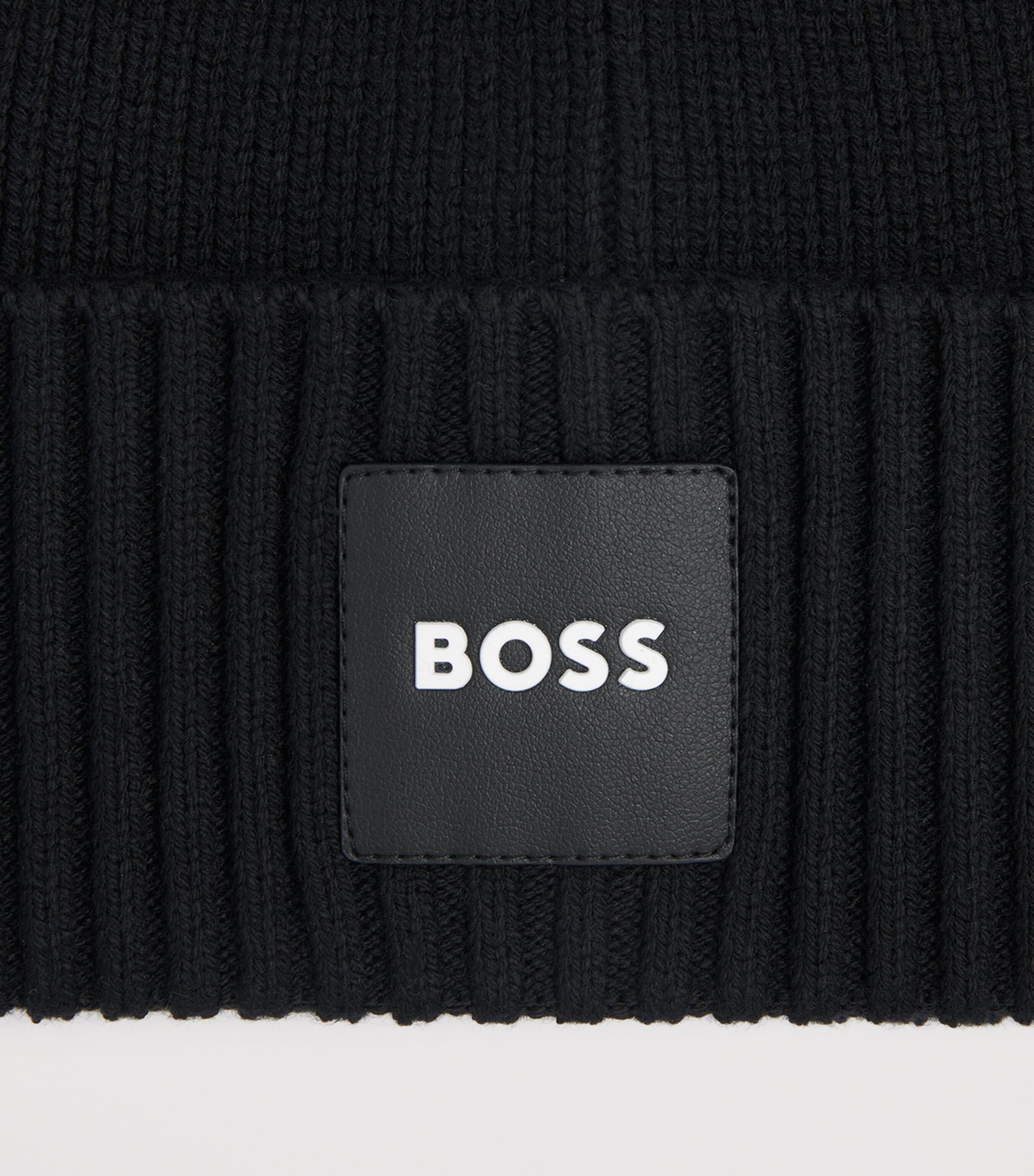 BOSS Kidswear Knitted Logo Beanie Black Image 3