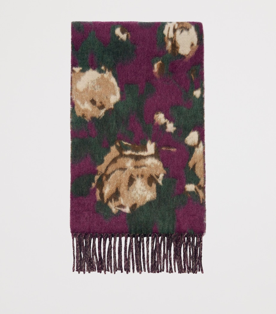 Burberry Wool-Alpaca-Blend Rose Scarf Plum Purple Image 4