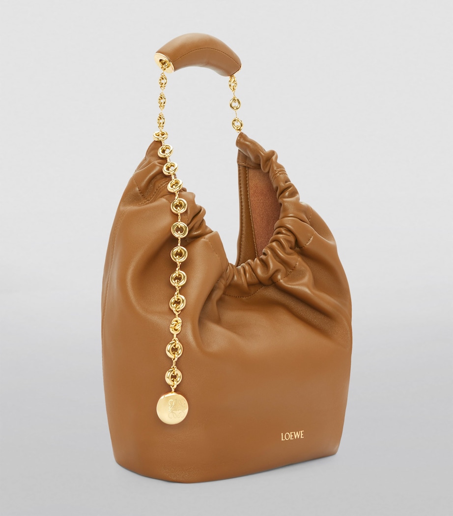 Small Leather Squeeze Top-Handle Bag OAK Image 2