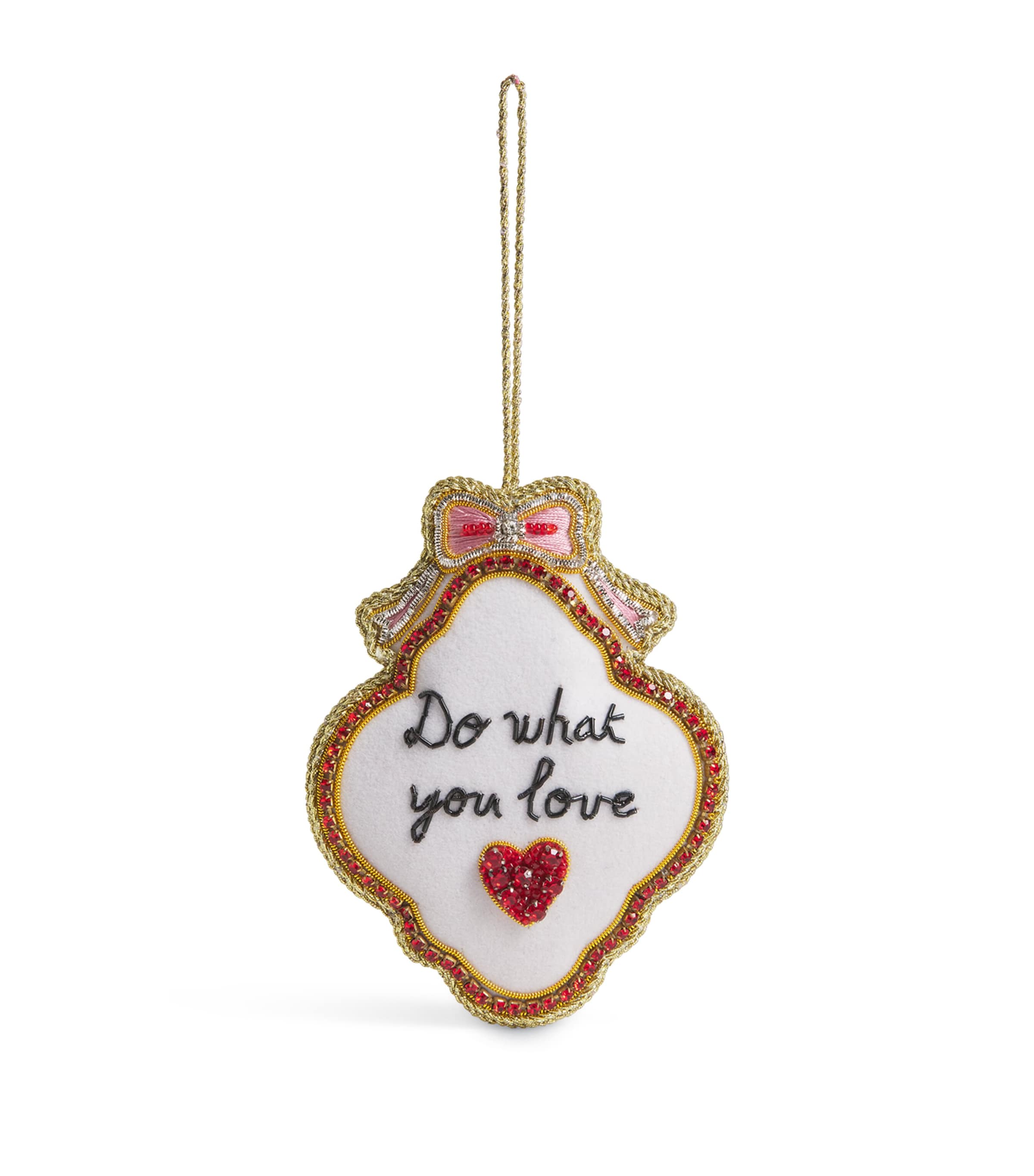 Tinker Tailor Do What You Love Pendant Tree Decoration White & Red & Silver Image 1