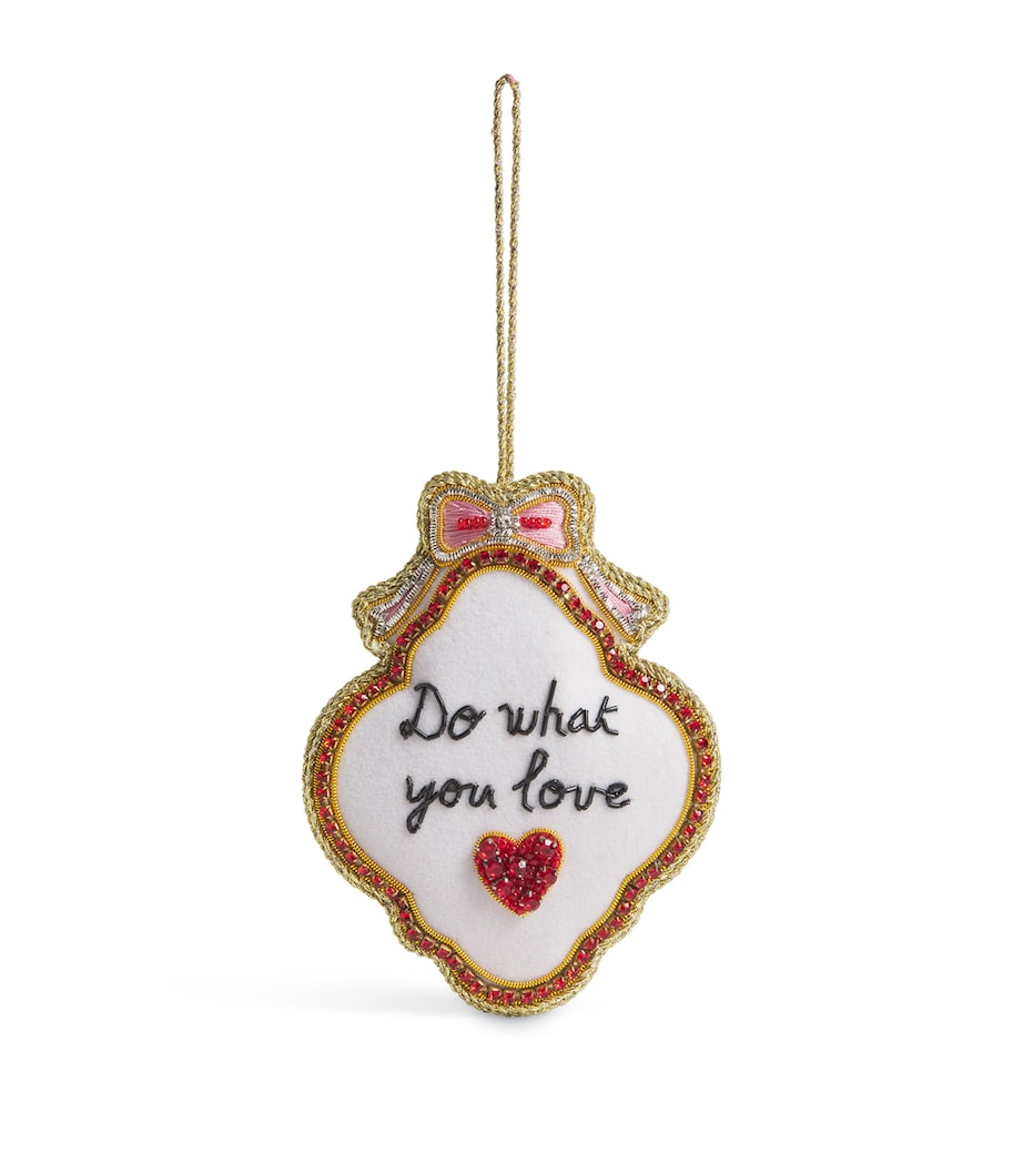 Tinker Tailor Do What You Love Pendant Tree Decoration White & Red & Silver Image 1