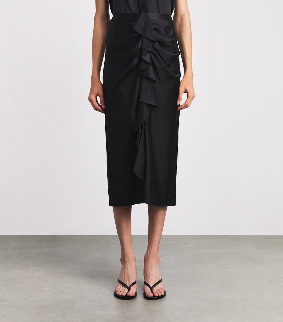 Cinq A Sept Womens Silk Cynthia Midi Skirt Black Image 4