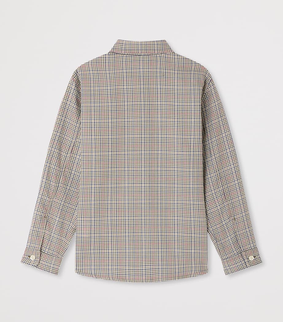 Bonpoint Cotton Gingham Shirt (4-8 Years) Ca Kaki Fonce Image 2