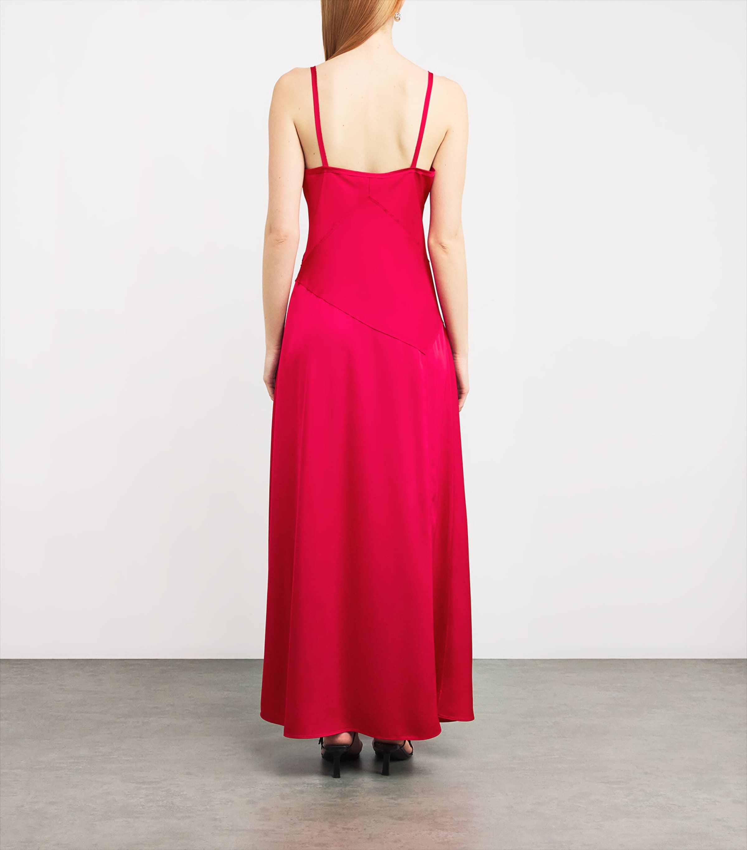 MAX&Co. Womens Satin Slip Maxi Dress Red Image 3