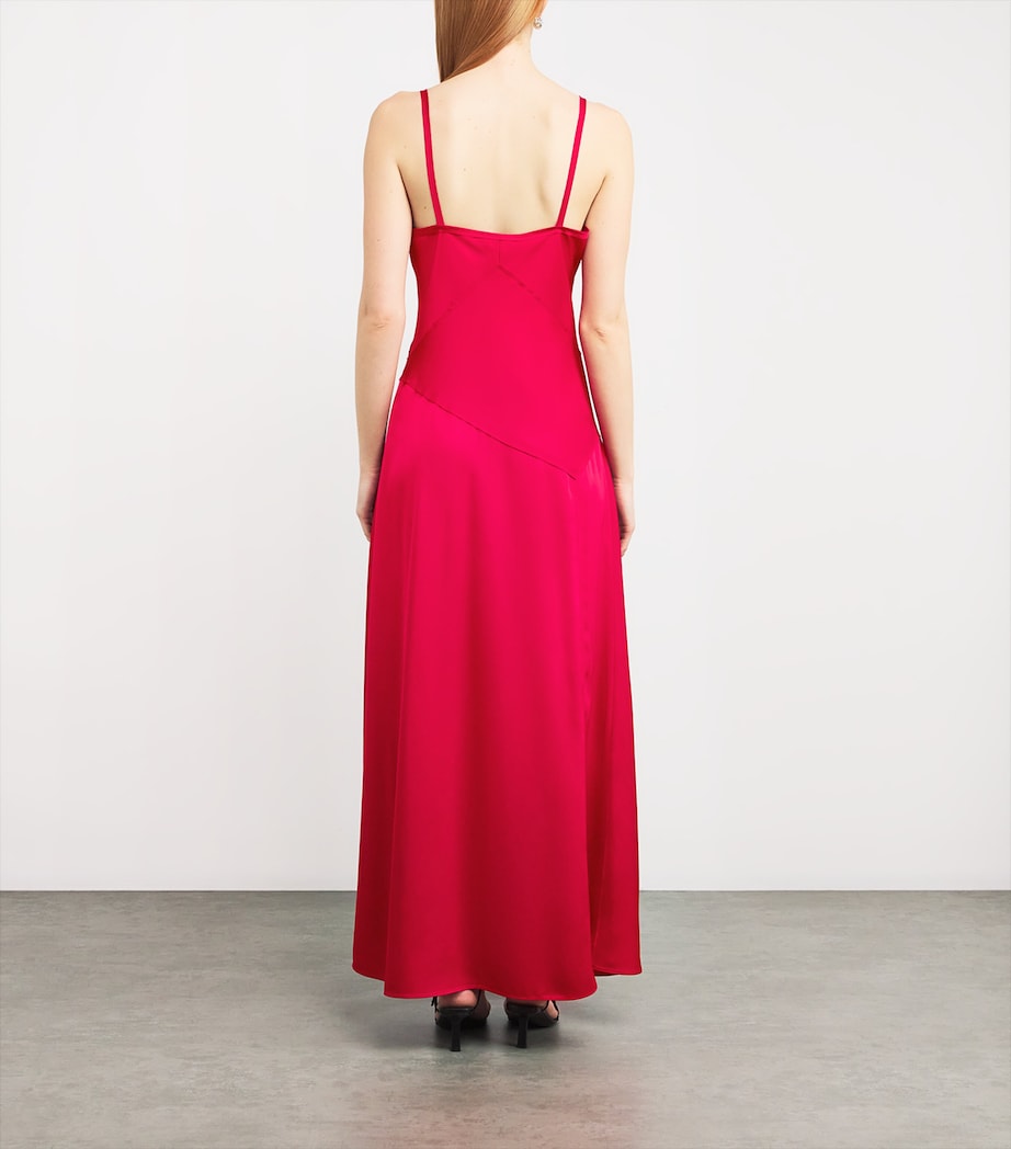 Satin Slip Maxi Dress RED Image 3