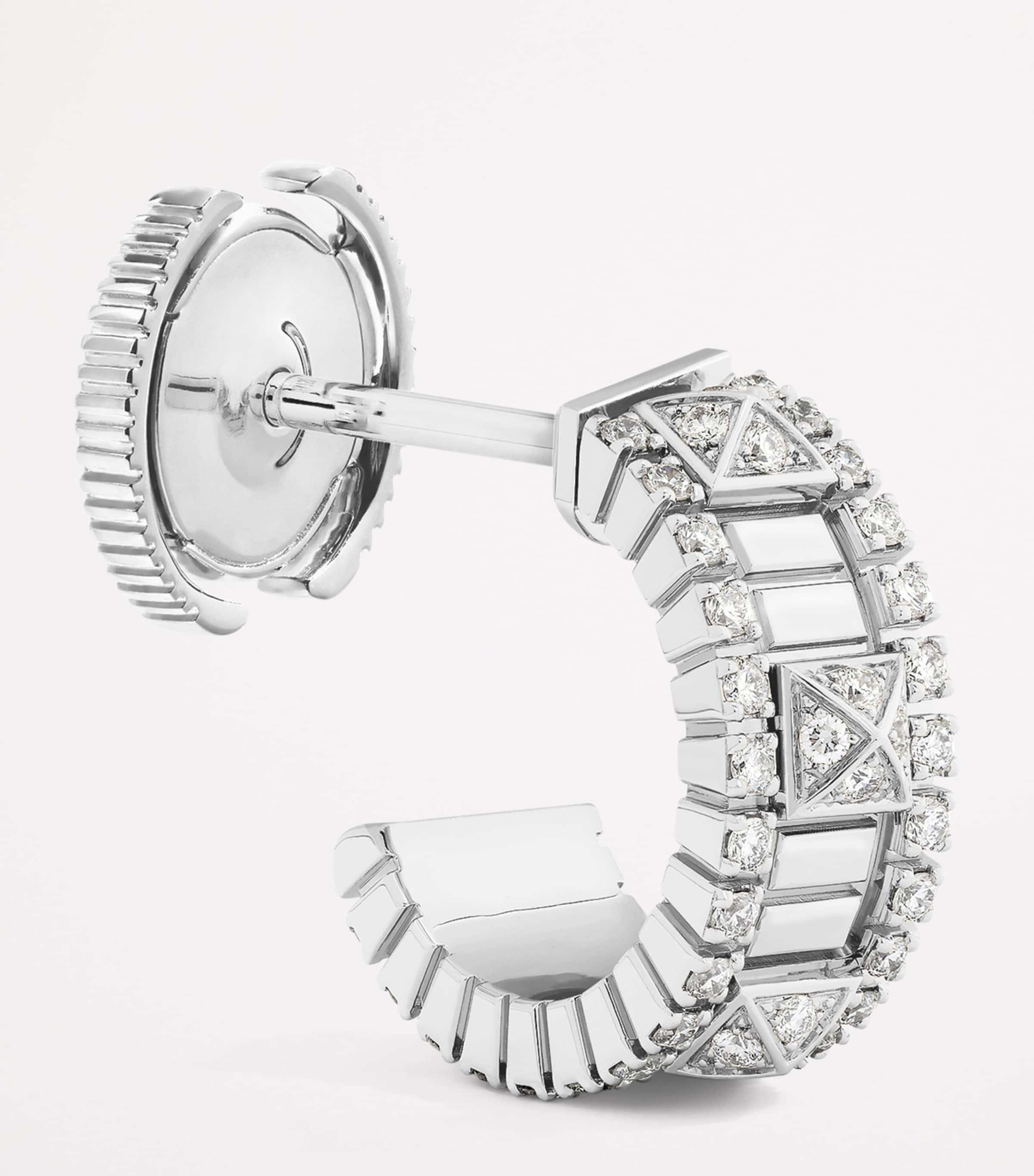 Mini White Gold and Diamond Life Hoop Earrings WHITE GOLD Image 2