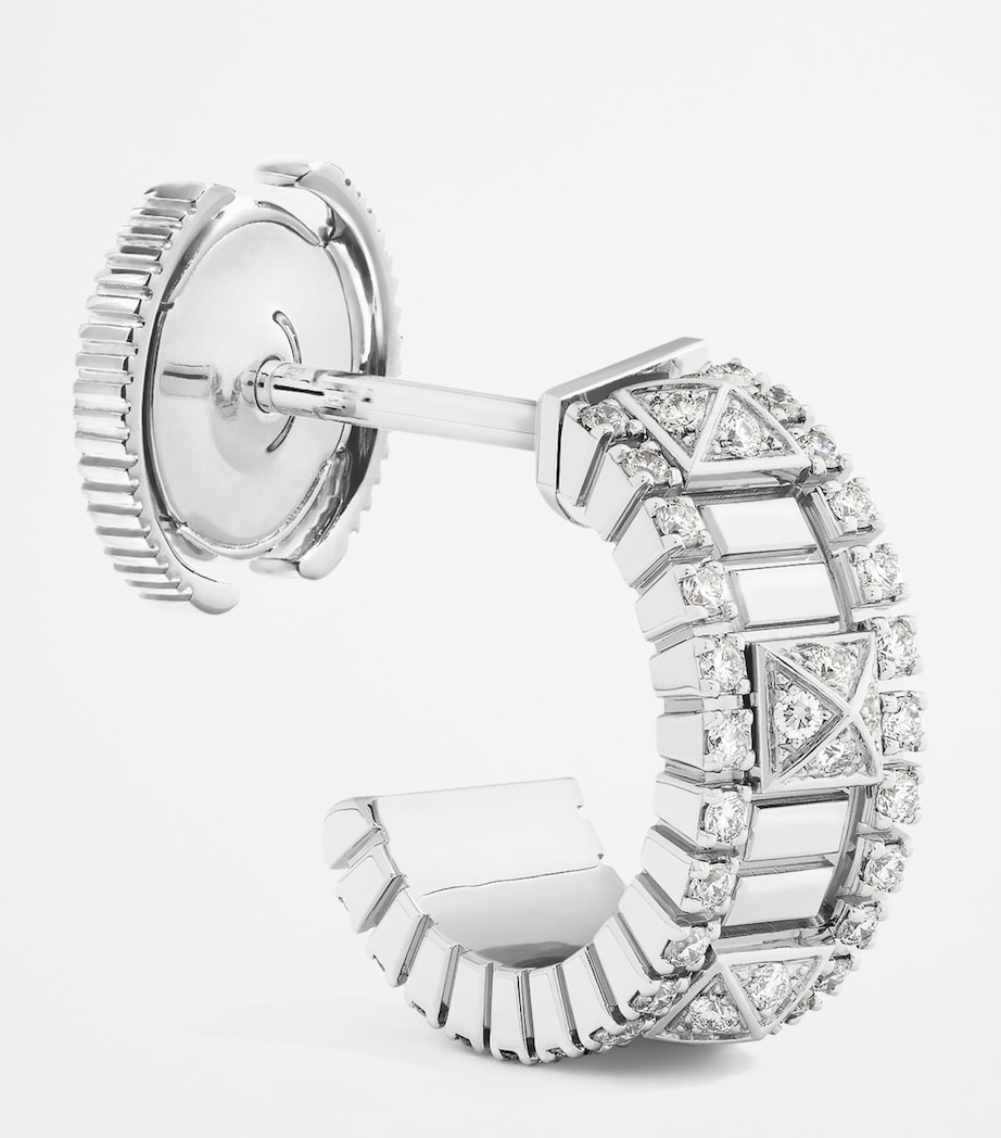 Mini White Gold and Diamond Life Hoop Earrings WHITE GOLD Image 2