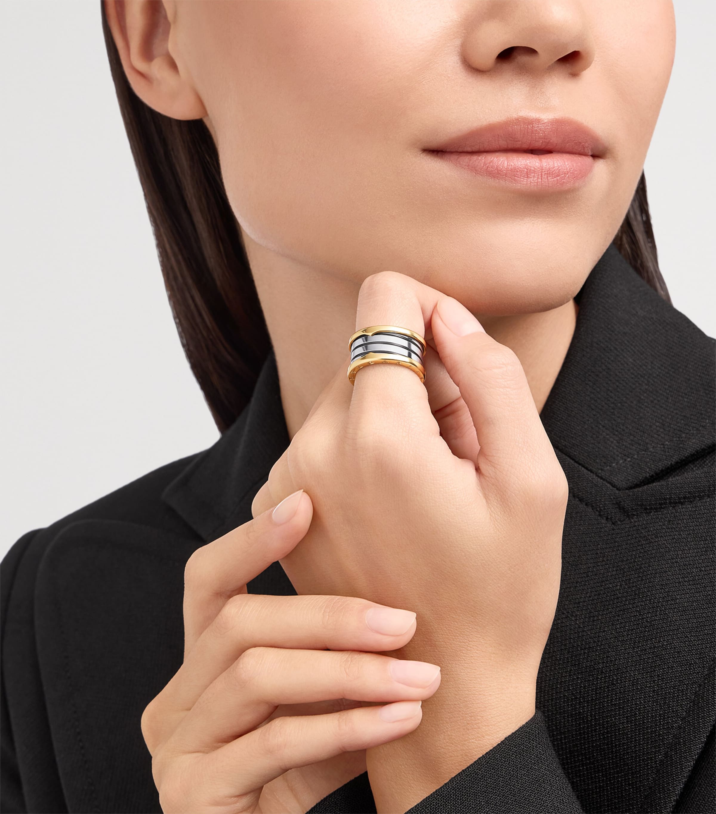 Bvlgari Yellow Gold and Stainless Steel B.zero1 Four-Band Ring Yellow Gold & Steel Image 4