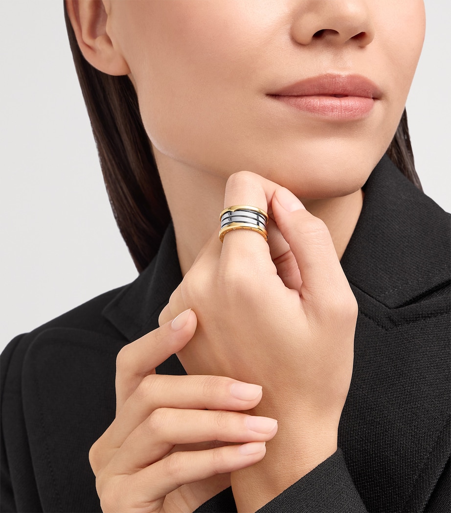Bvlgari Yellow Gold and Stainless Steel B.zero1 Four-Band Ring Yellow Gold & Steel Image 4
