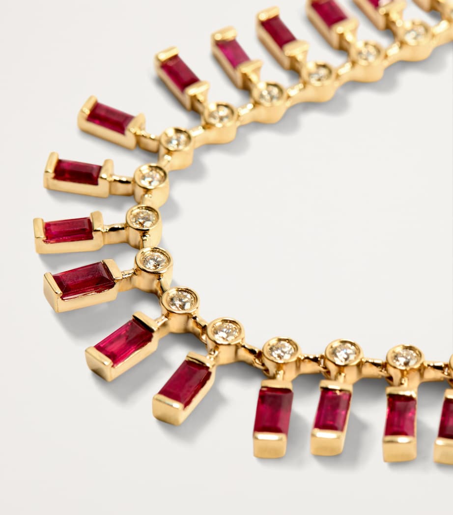 Yellow Gold, Diamond and Ruby Dot Dash Necklace YELLOW GOLD Image 3