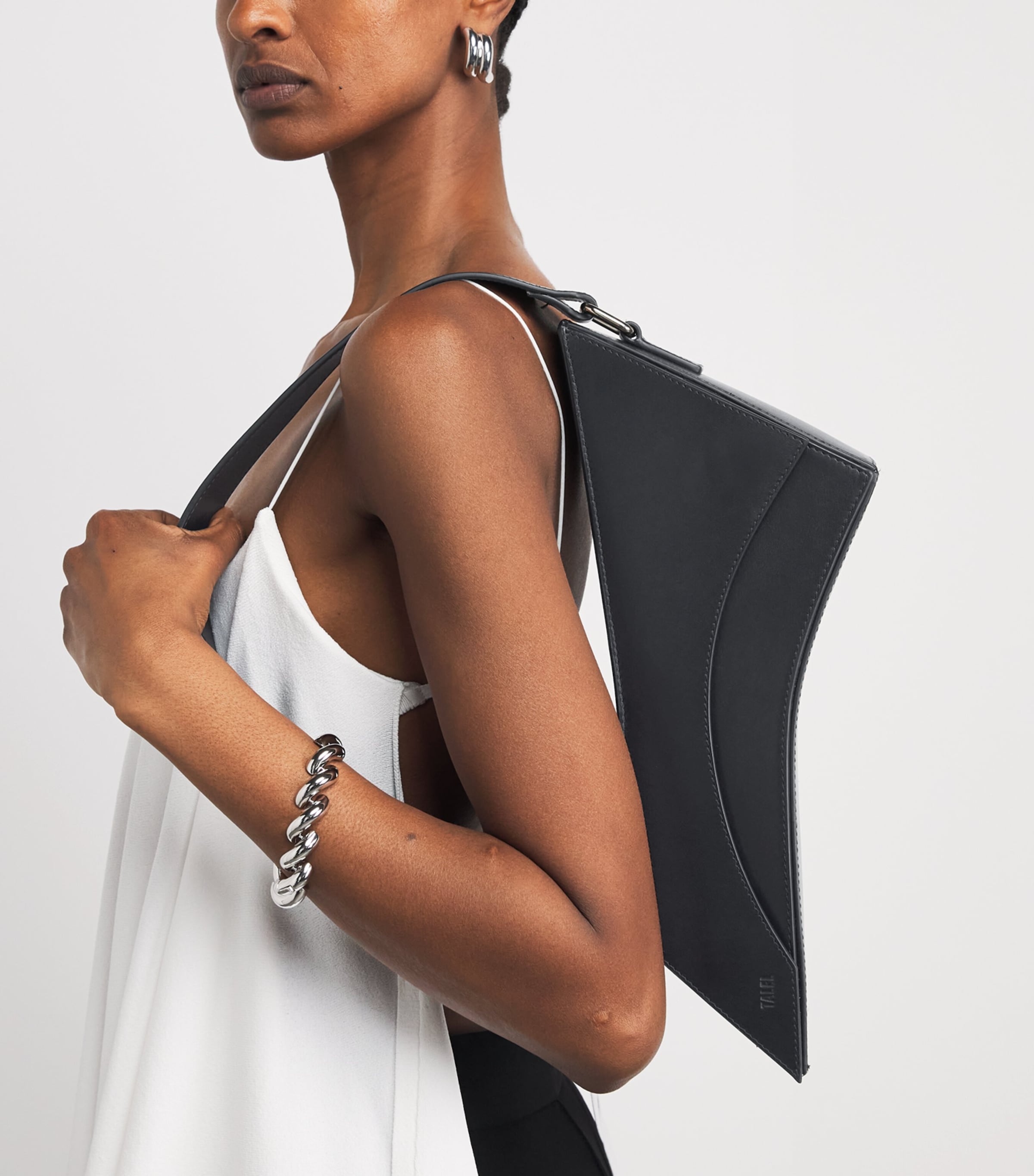 Talel Paris Leather Wave Shoulder Bag Black Image 2