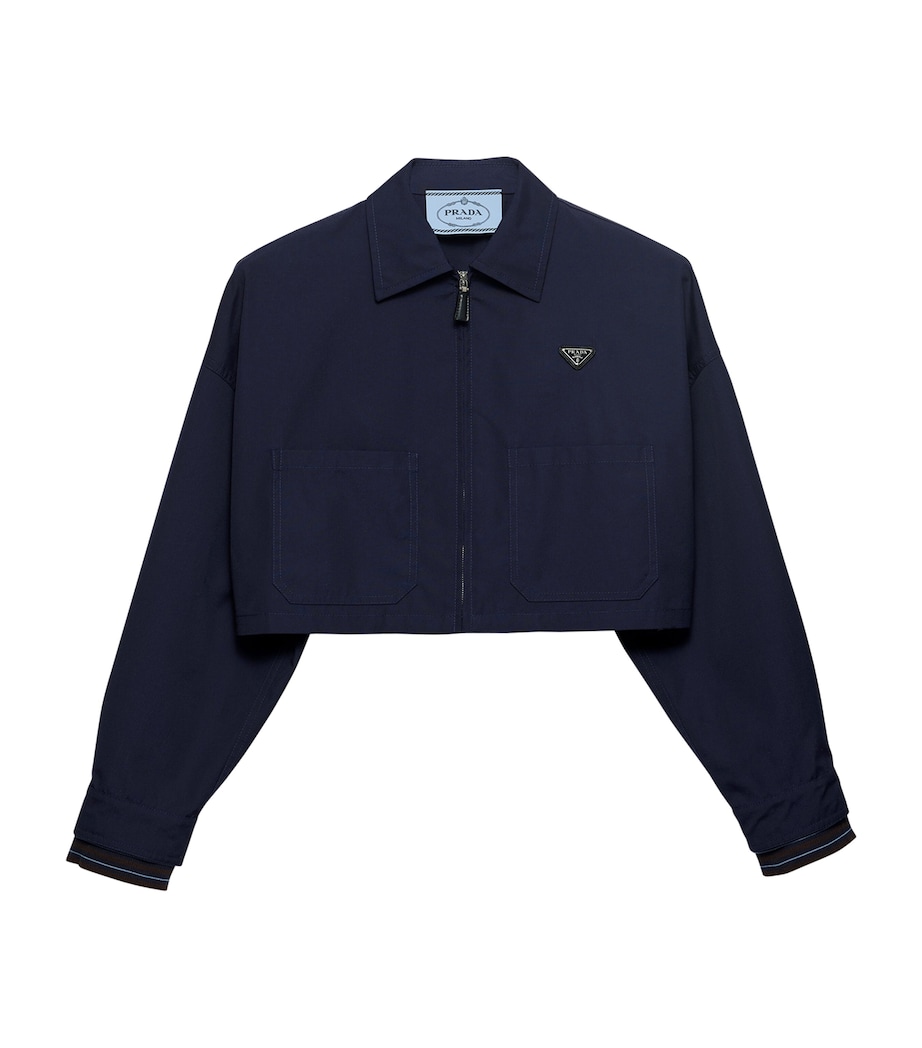 Prada Womens Triangle Shirt Jacket Blue Image 1