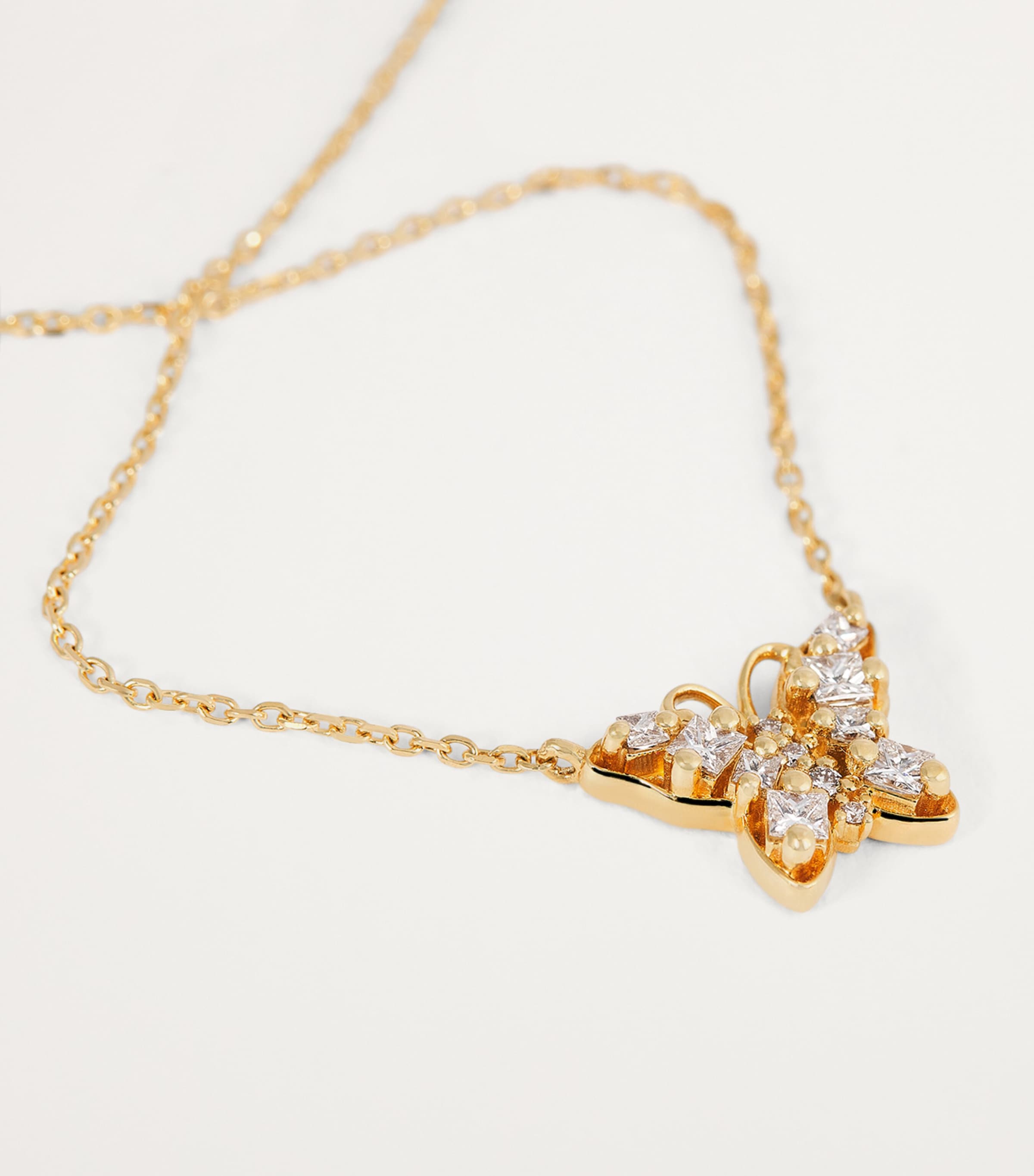 Suzanne Kalan Yellow Gold and Diamond Princess Mini Butterfly Necklace Yg/wd Image 5