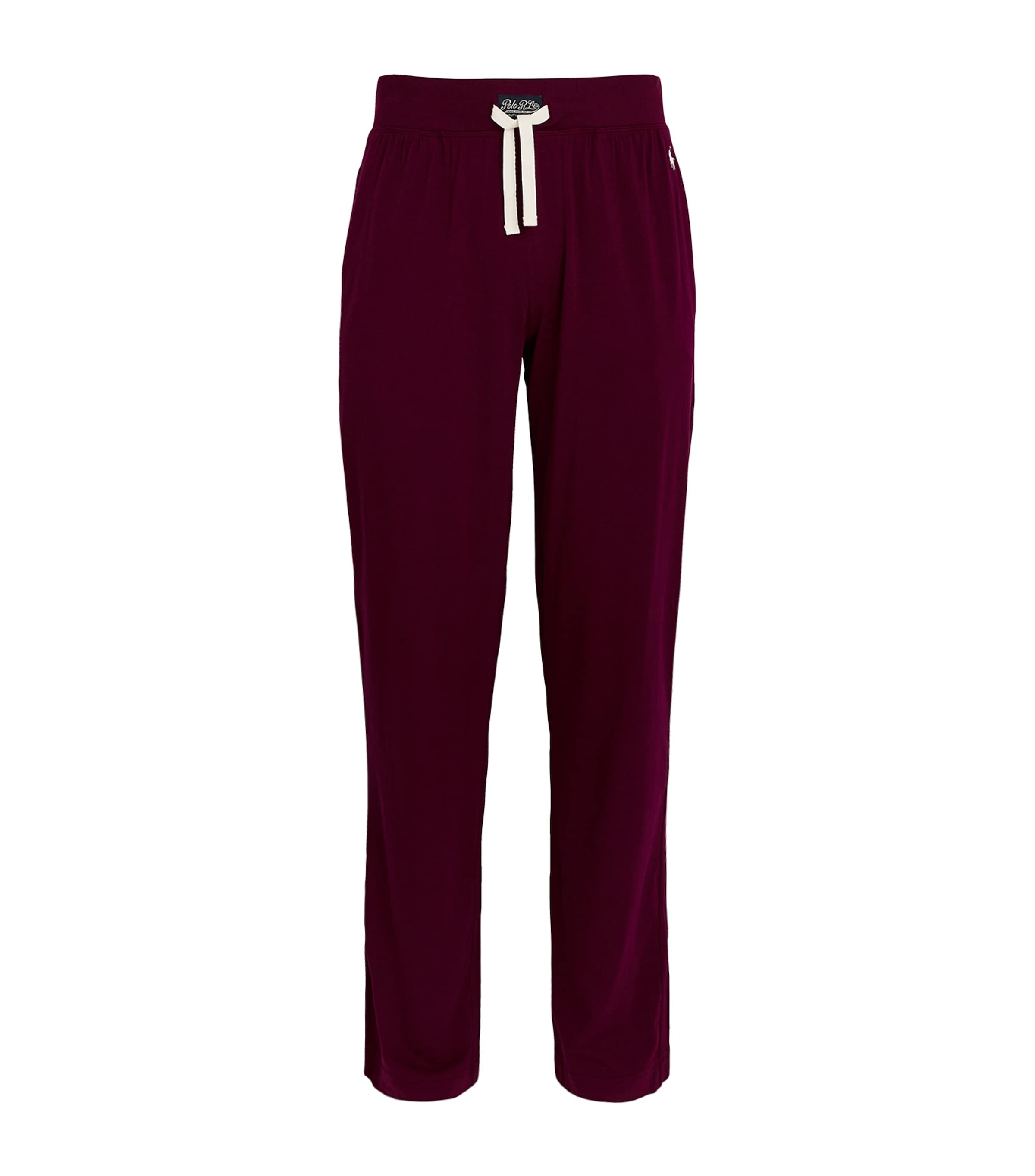 Shop Polo Ralph Lauren Cotton-blend Textured Sweatpants In Burgundy