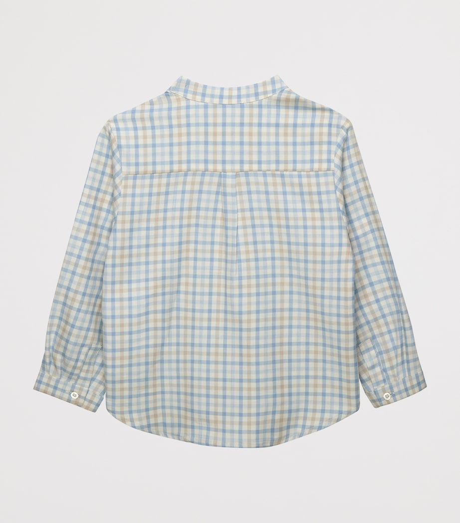 Trotters Cotton Check Oscar Shirt (6-11 Years) Pale Blue Image 2