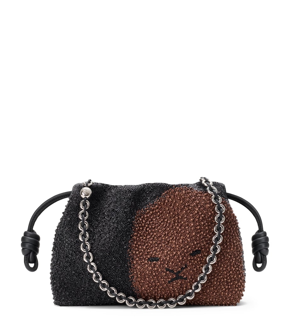 LOEWE Medium Beaded Lion Flamenco Clutch Bag Black/pecan Image 1