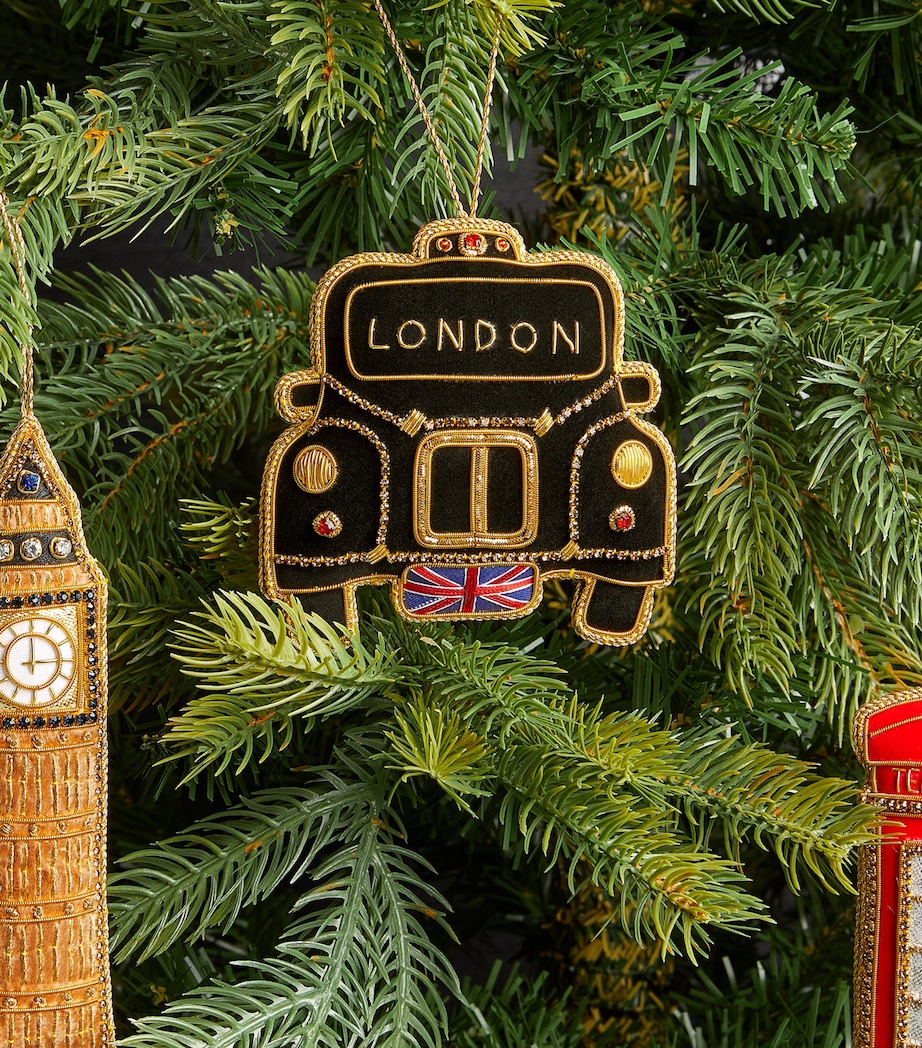 Beaded London Taxi Tree Decoration BLK/GOLD Image 2