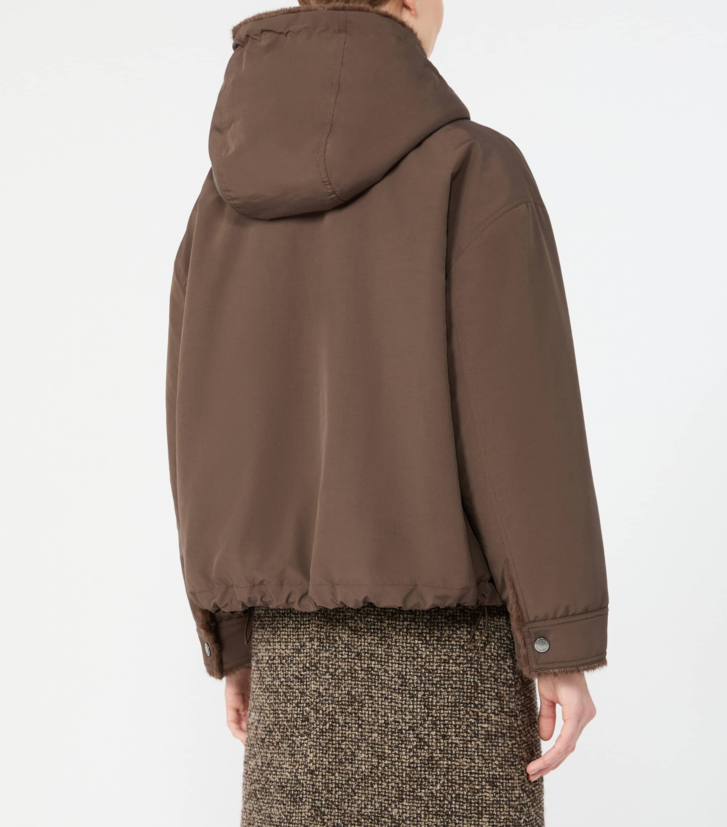 Weekend Max Mara Womens Faux-Fur-Lined Reversible Raincoat Brown Image 4