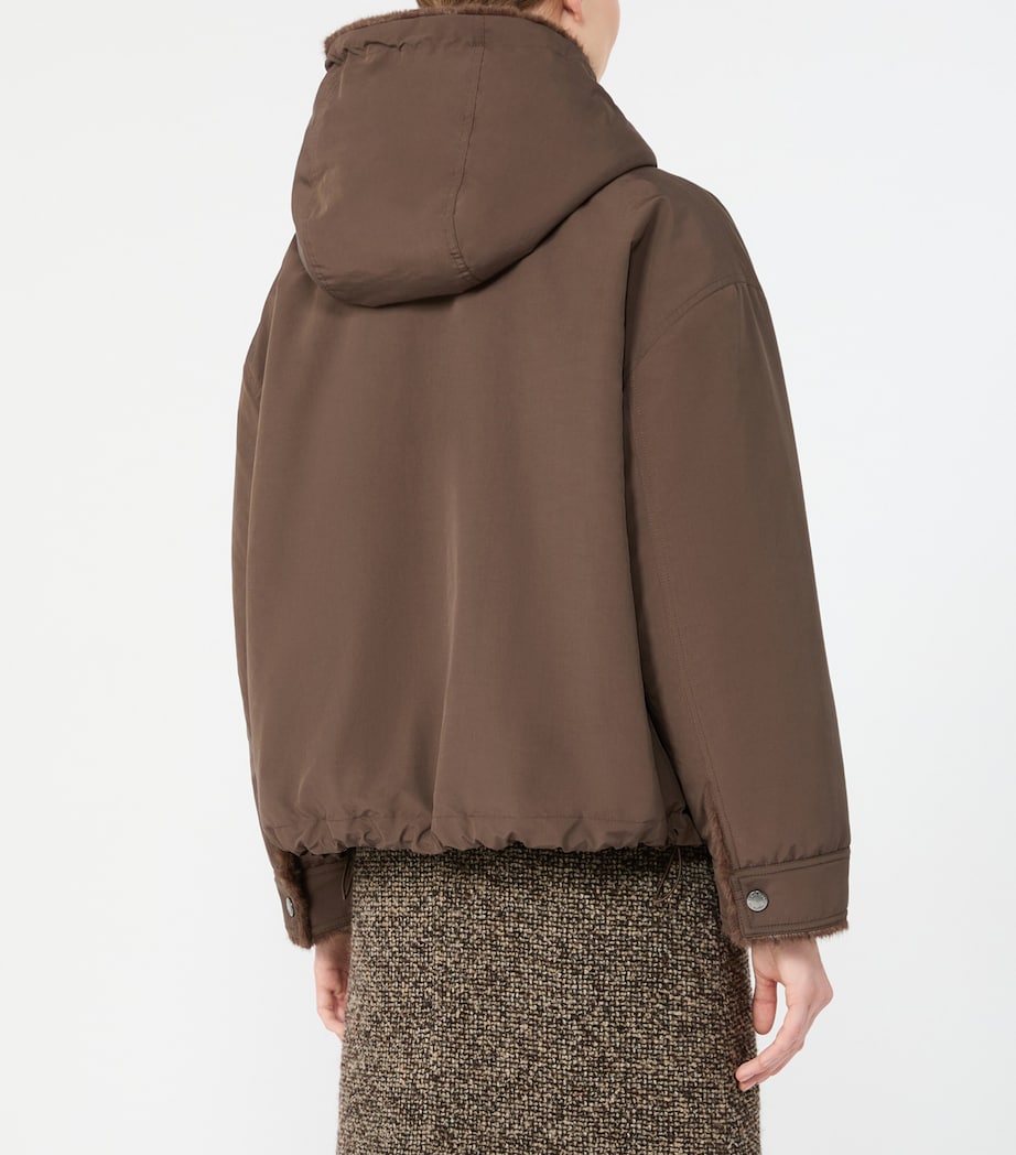 Weekend Max Mara Womens Faux-Fur-Lined Reversible Raincoat Brown Image 4