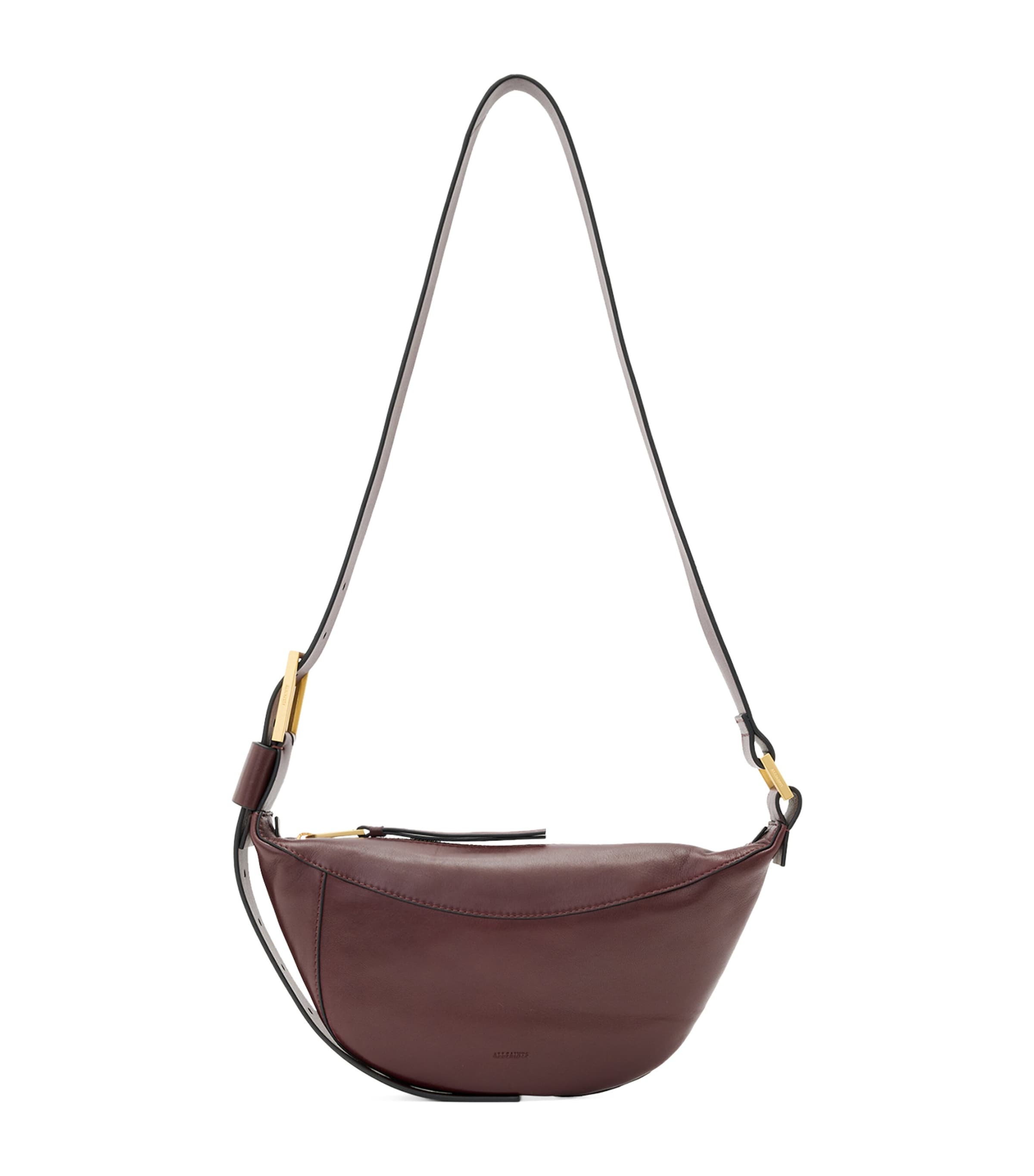 Allsaints Womens Dark Red Luna Leather Cross-body Bag In Red