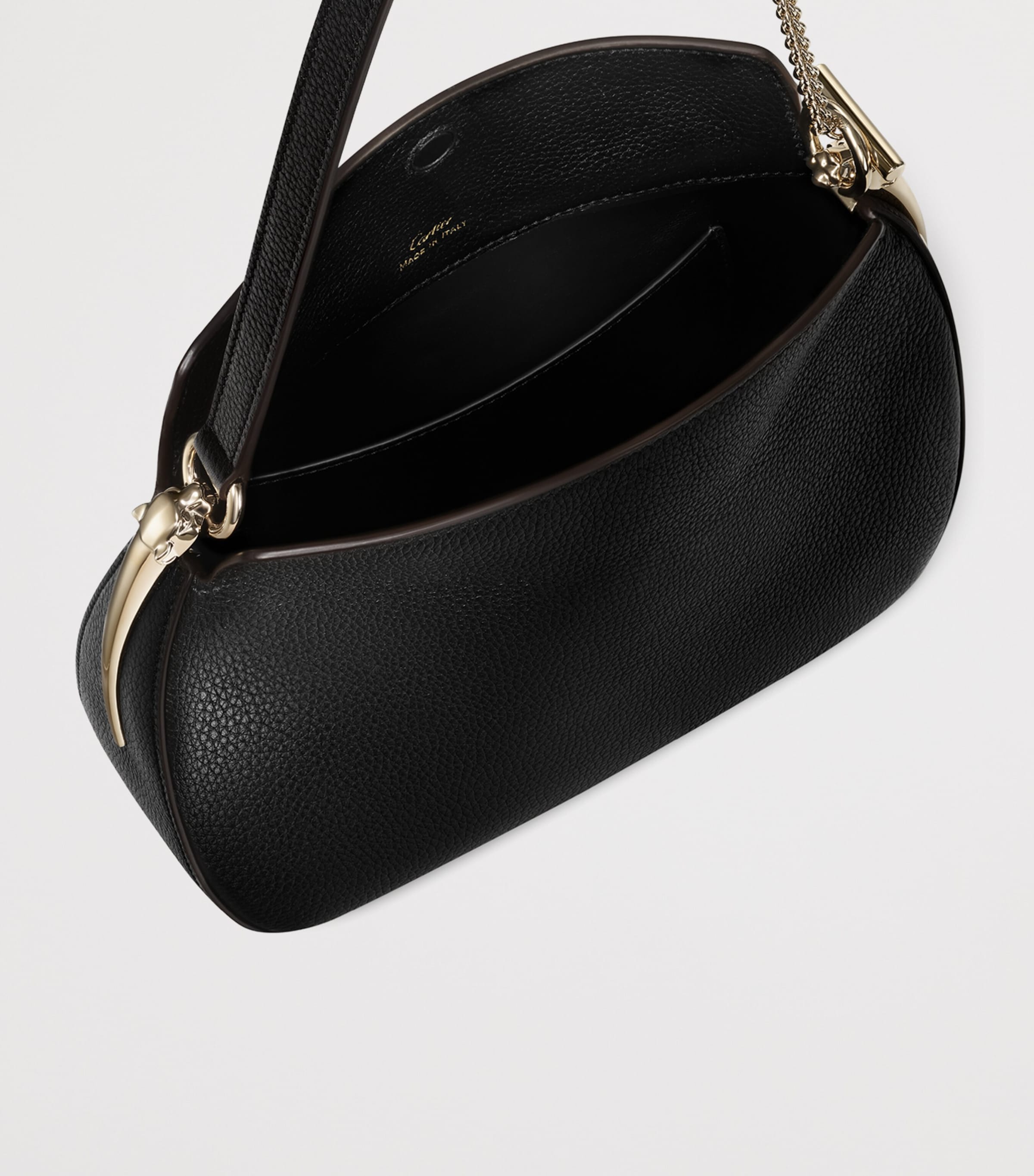 Mini Leather Panthère Hobo Shoulder Bag BLACK Image 3