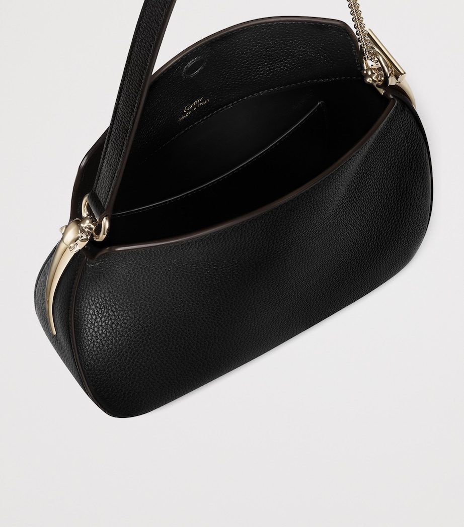 Mini Leather Panthère Hobo Shoulder Bag BLACK Image 3