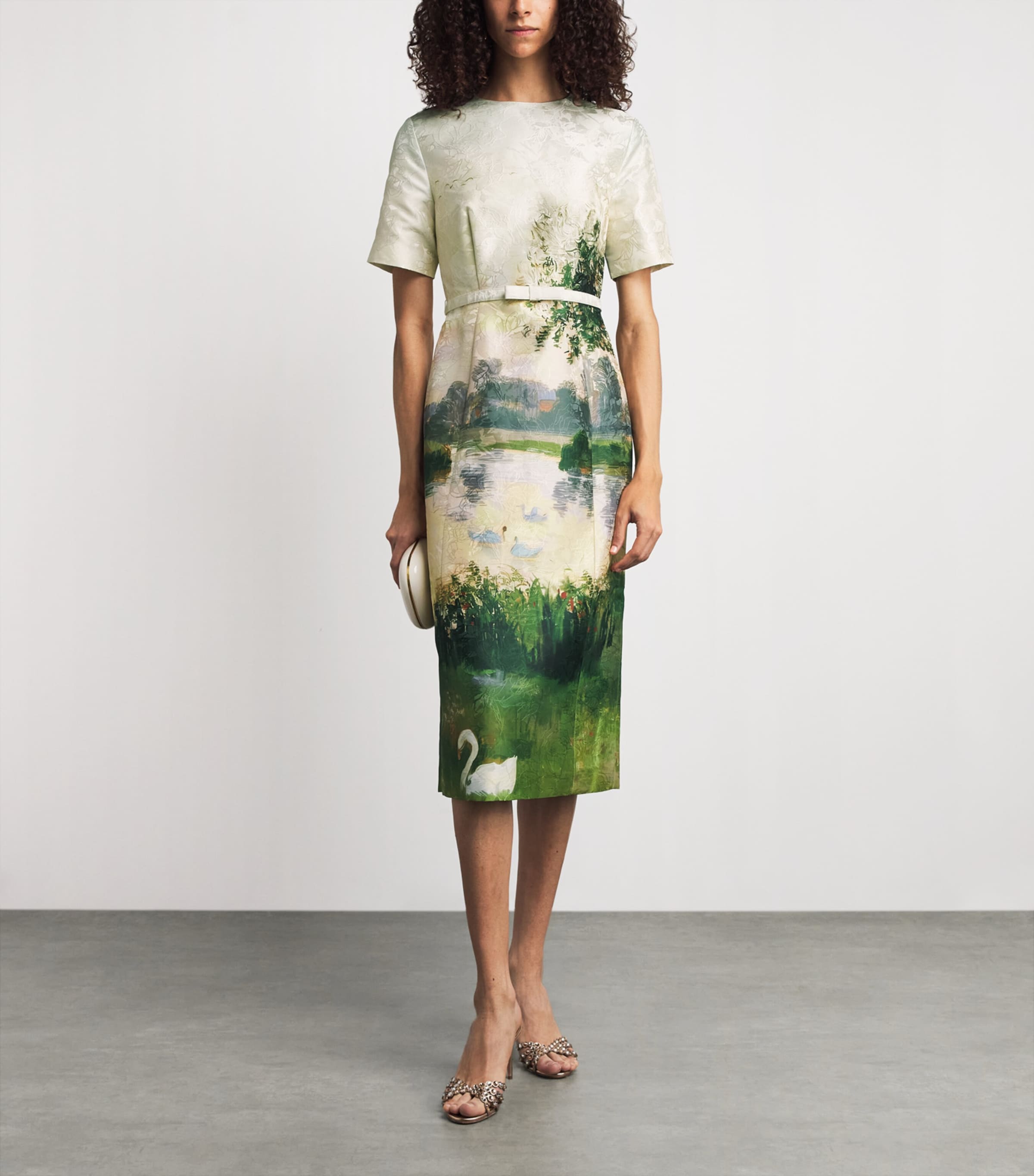 LEO LIN Womens Jacquard Elizabeth Midi Dress Serene Print Image 2