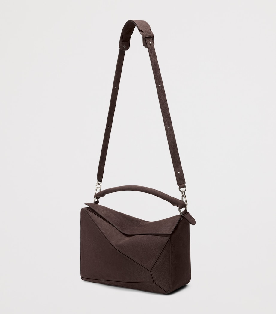 Large Suede Puzzle Top-Handle Bag DARK CHESTNUT Image 6