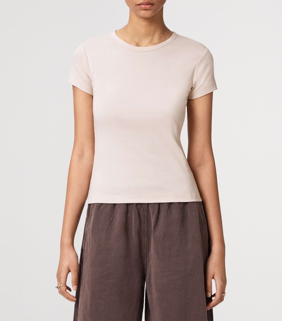 AllSaints Womens Organic Cotton Stevie T-Shirt Crystal Pink Image 3