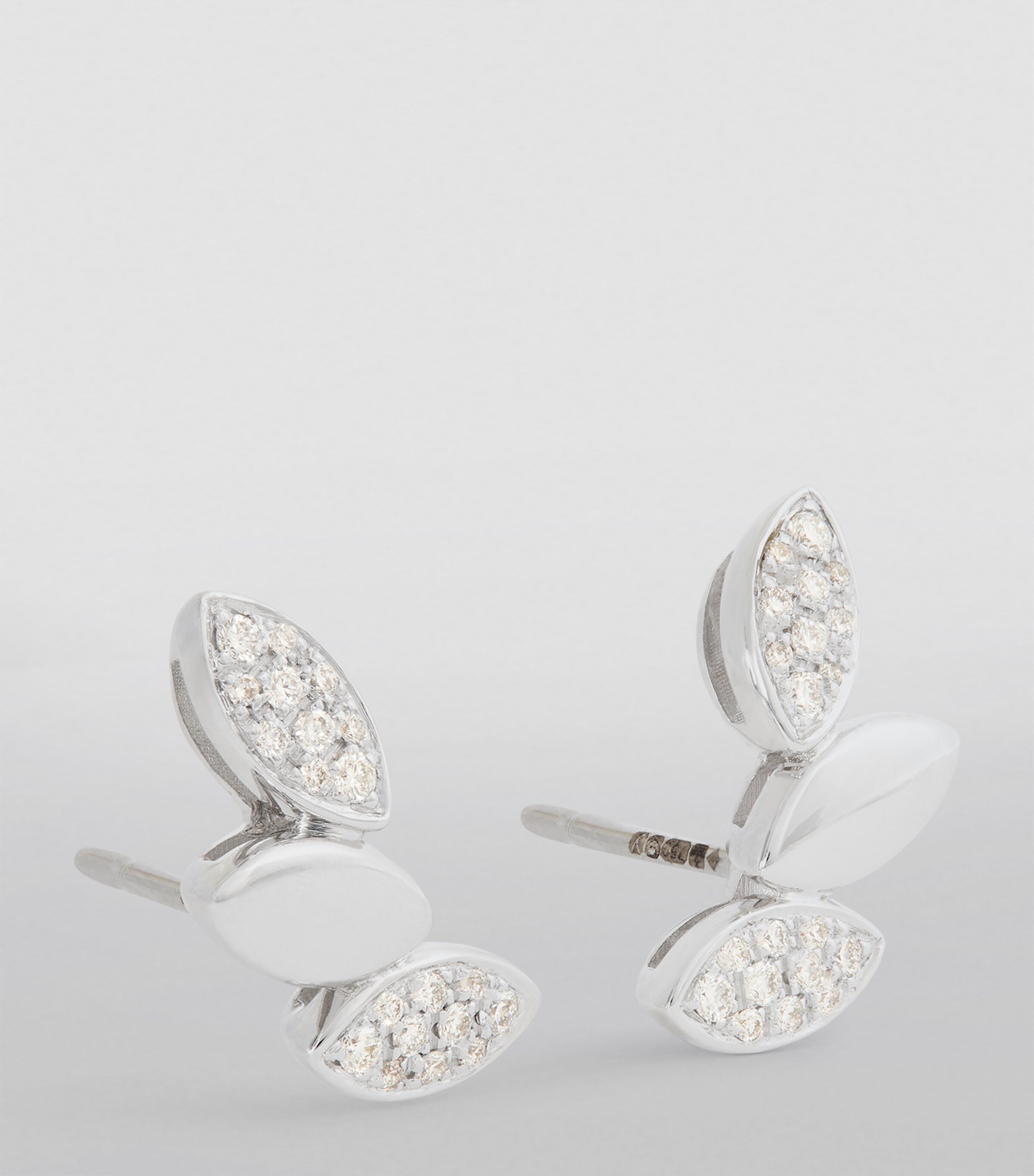 White Gold and Diamond Navette Earrings WHITE GOLD Image 2
