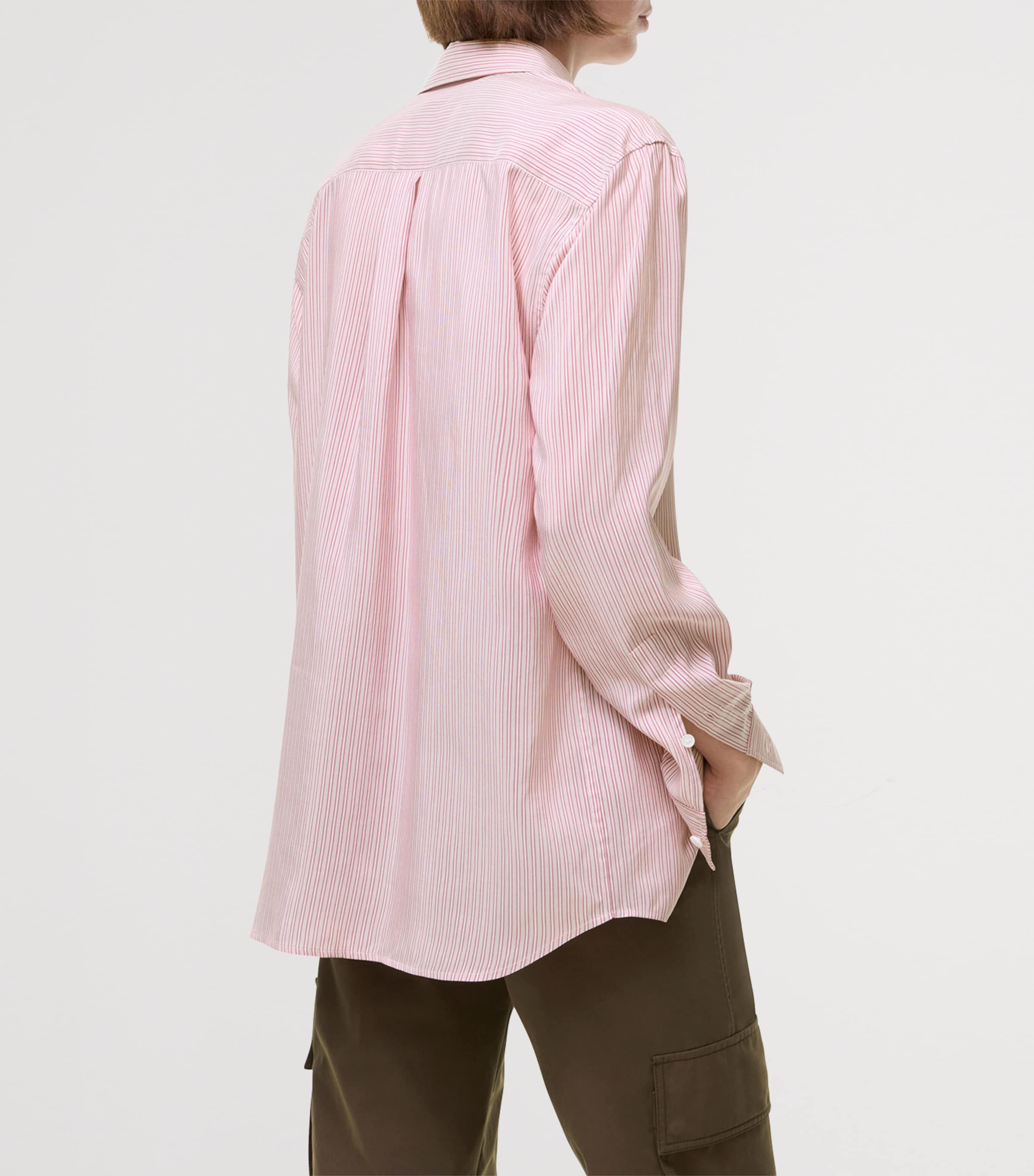 Burberry Womens Silk Stripe Relaxed Shirt Chalk Whtrhubarb Pk Image 3