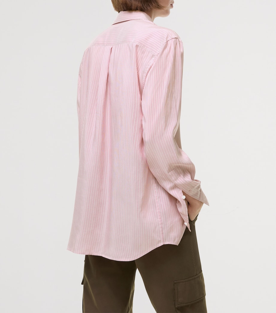 Burberry Womens Silk Stripe Relaxed Shirt Chalk Whtrhubarb Pk Image 3