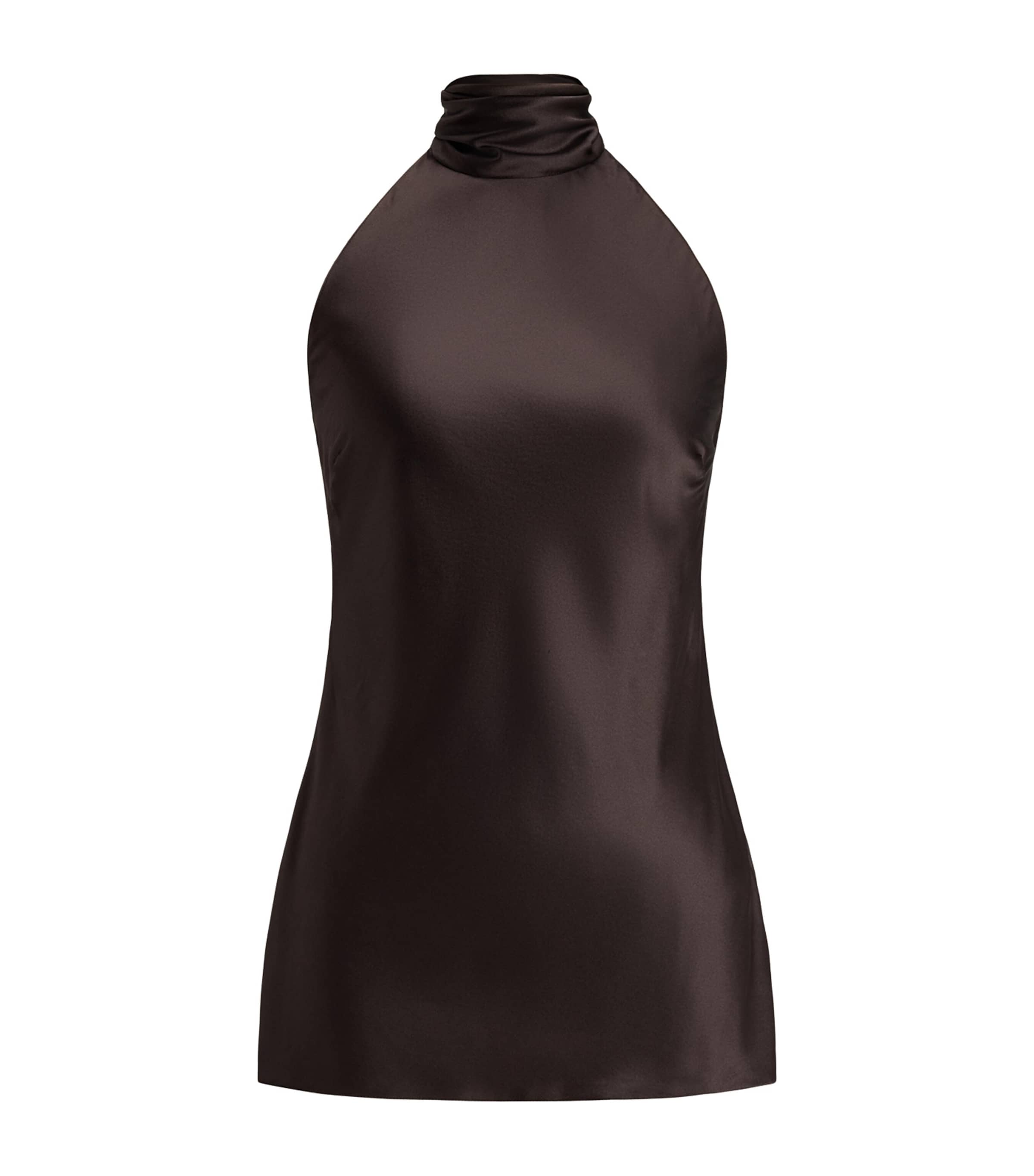 Ralph Lauren Collection Womens Stretch-Silk Charmeuse Chilton Blouse Dark Brown Image 1