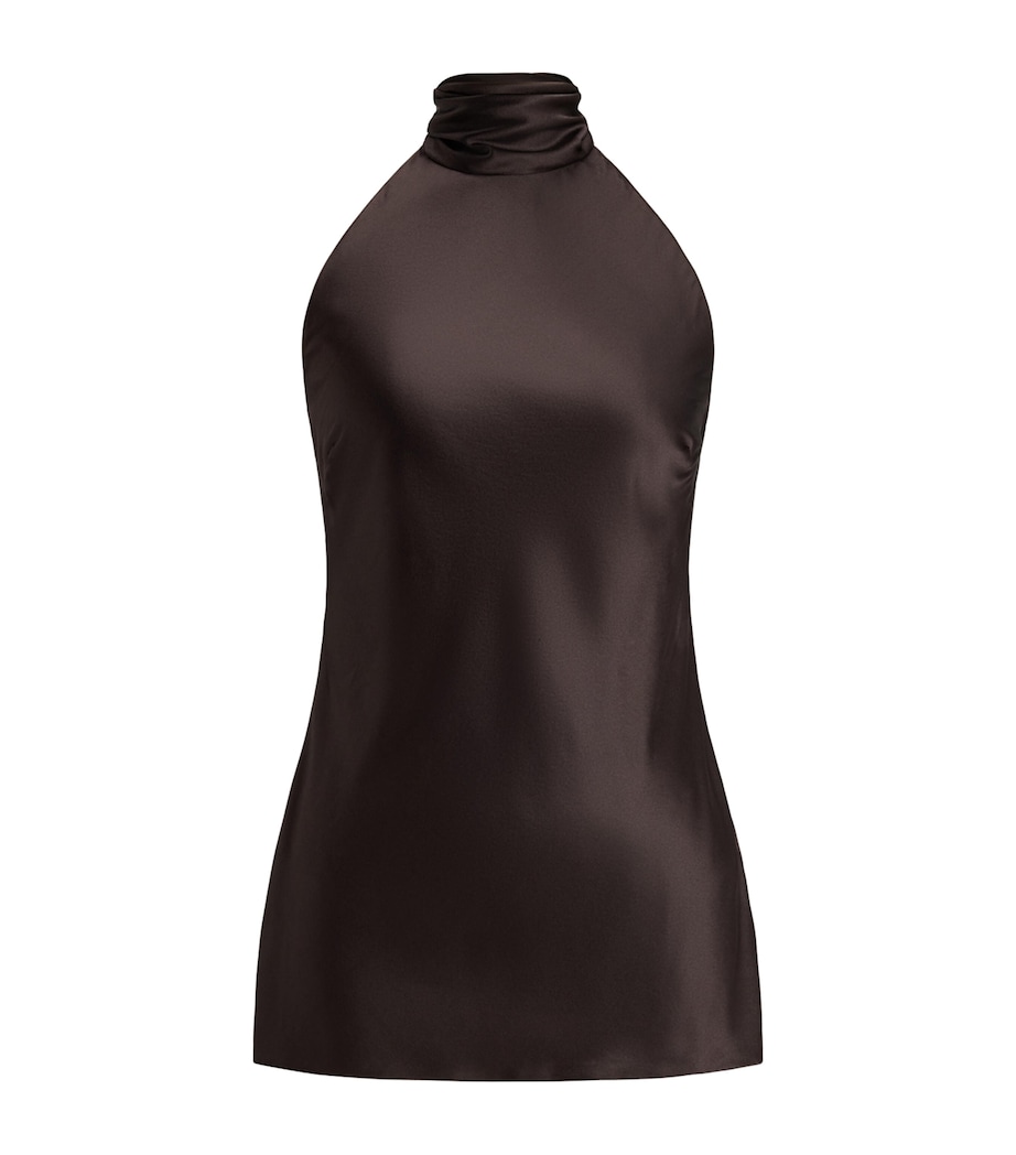 Stretch-Silk Charmeuse Chilton Blouse DARK BROWN Image 1