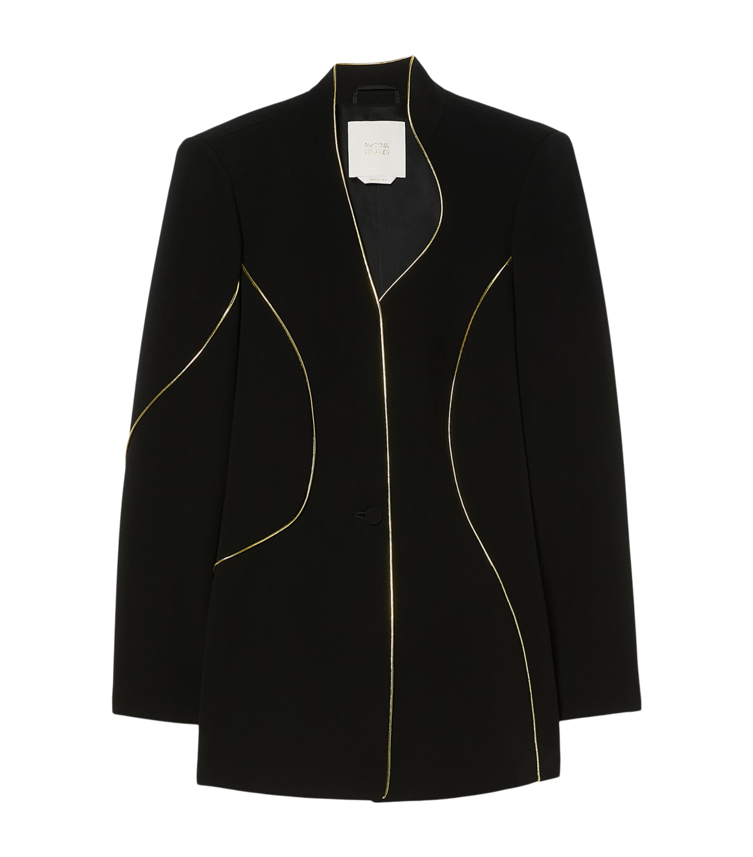 Marina Rinaldi Womens Velvet Asymmetric Blazer Black Image 1