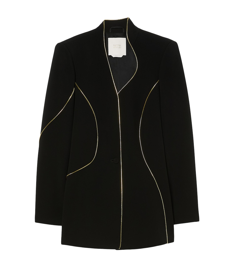 Marina Rinaldi Womens Velvet Asymmetric Blazer Black Image 1