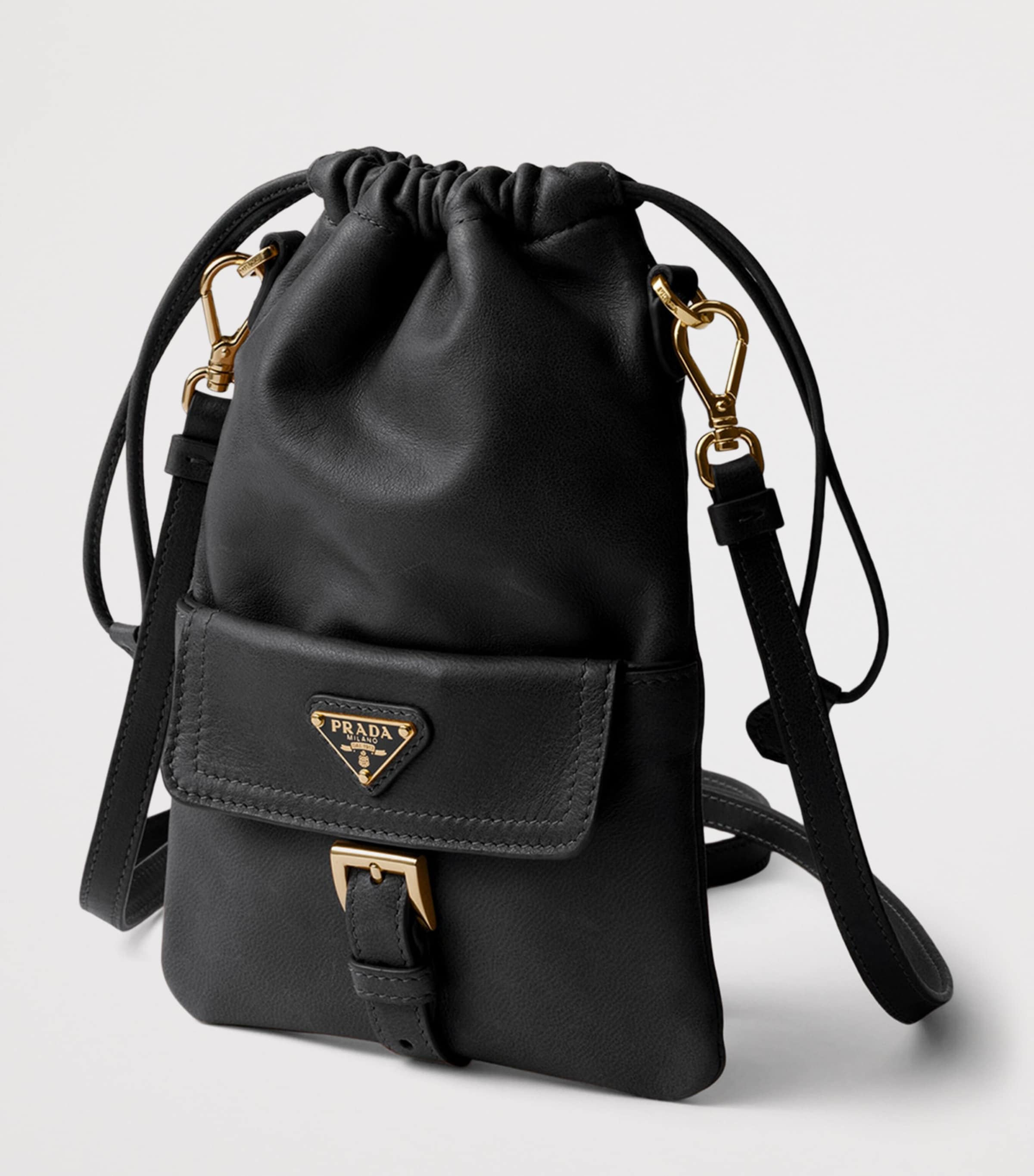 Prada Nappa Leather Drawstring Pouch Black Image 2