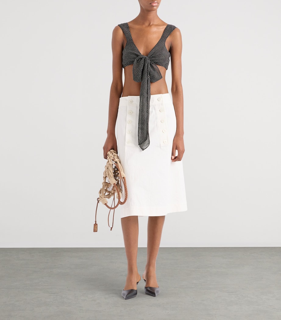 Cotton Gabardine Midi Skirt F0009 Image 2