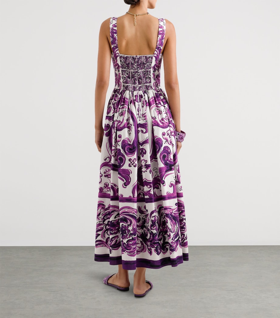 Cotton Majolica Print Pleated Maxi Dress HP5DQ-MIX MAIOLICA Image 4