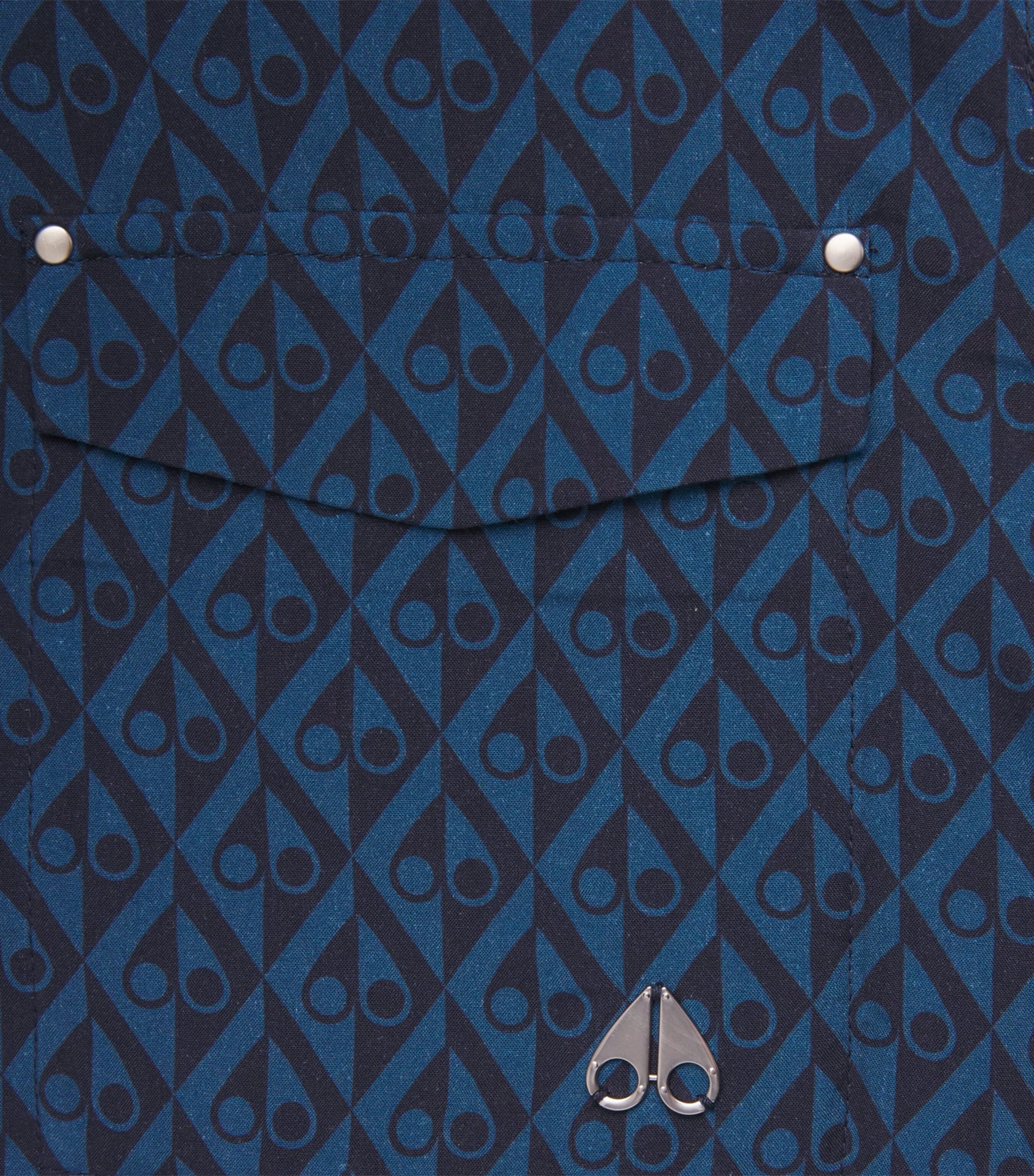 Moose Knuckles Mens Monogram Button-Up Shirt Navy/marina Image 6