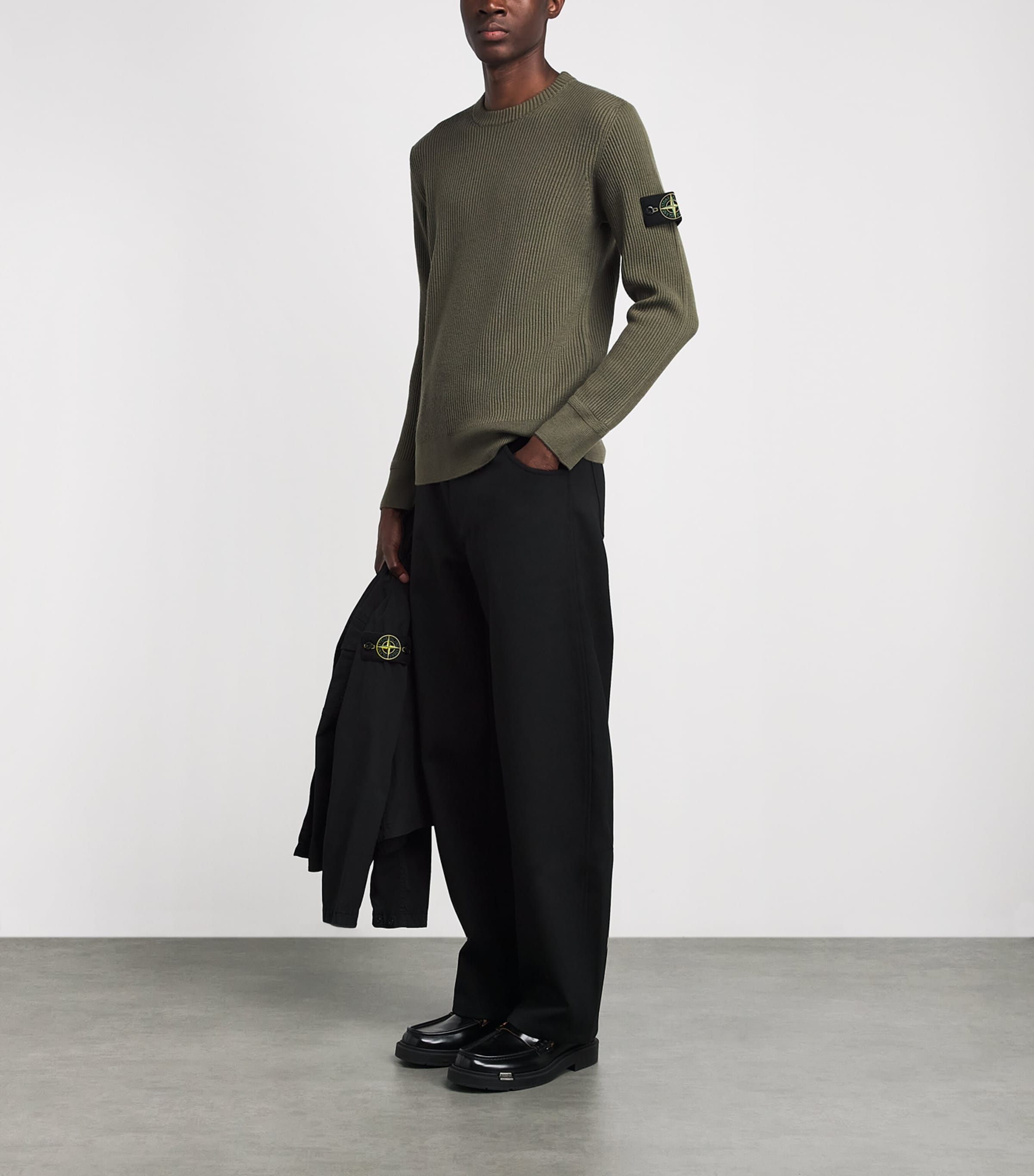 Stone Island Mens Virgin Wool Compass Sweater Image 2